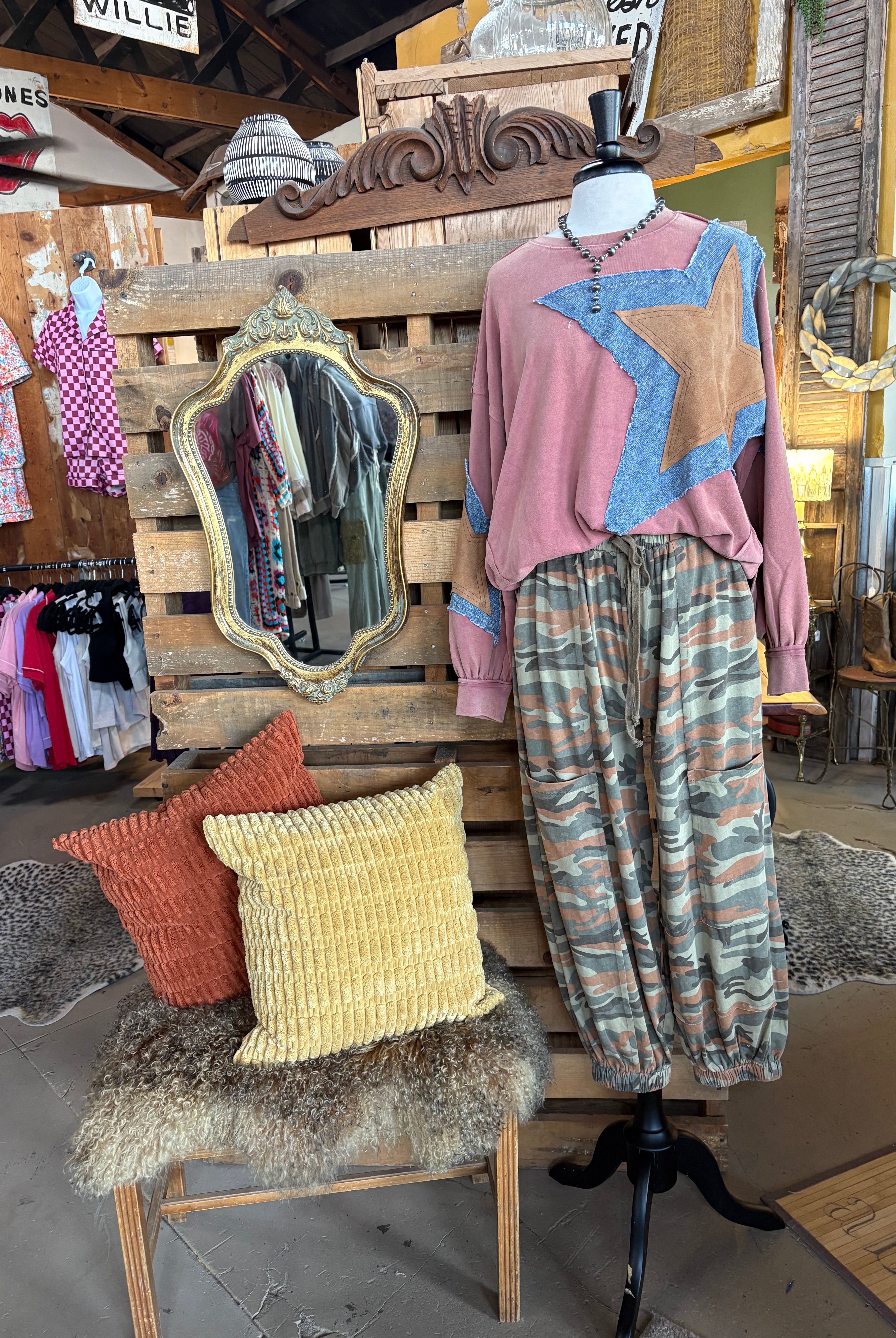 Camouflage Print Washed Pants - Sage Olive-Bottoms-Easel-Stuffology - Where Vintage Meets Modern, A Boutique for Real Women in Crosbyton, TX