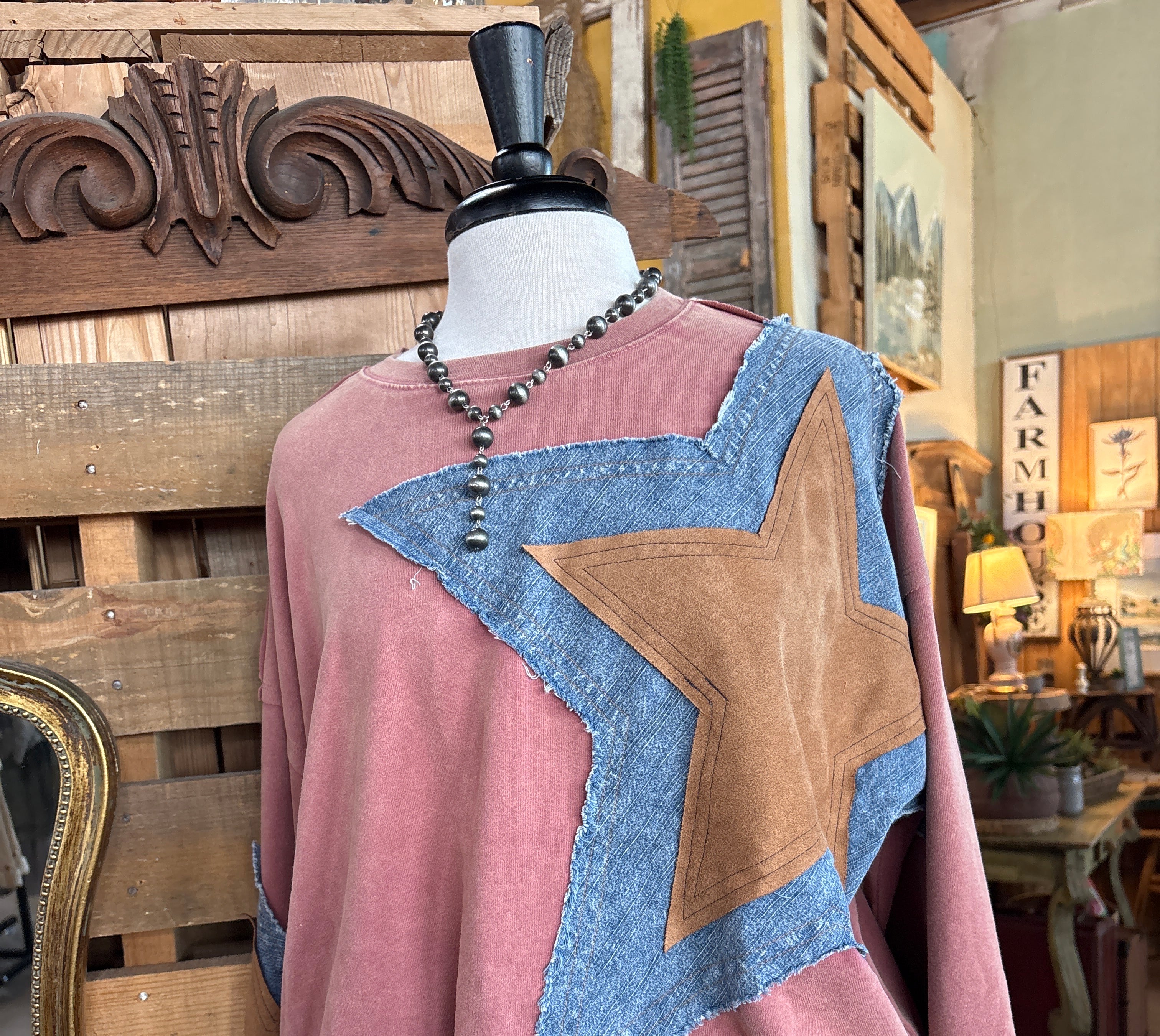 Long Sleeve Star Patch Front Top-Top-Easel-Stuffology - Where Vintage Meets Modern, A Boutique for Real Women in Crosbyton, TX