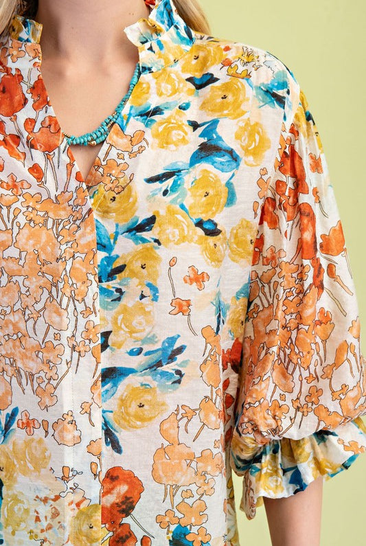 Floral Printed Button Down Top-Blouse-Gigio-Stuffology - Where Vintage Meets Modern, A Boutique for Real Women in Crosbyton, TX