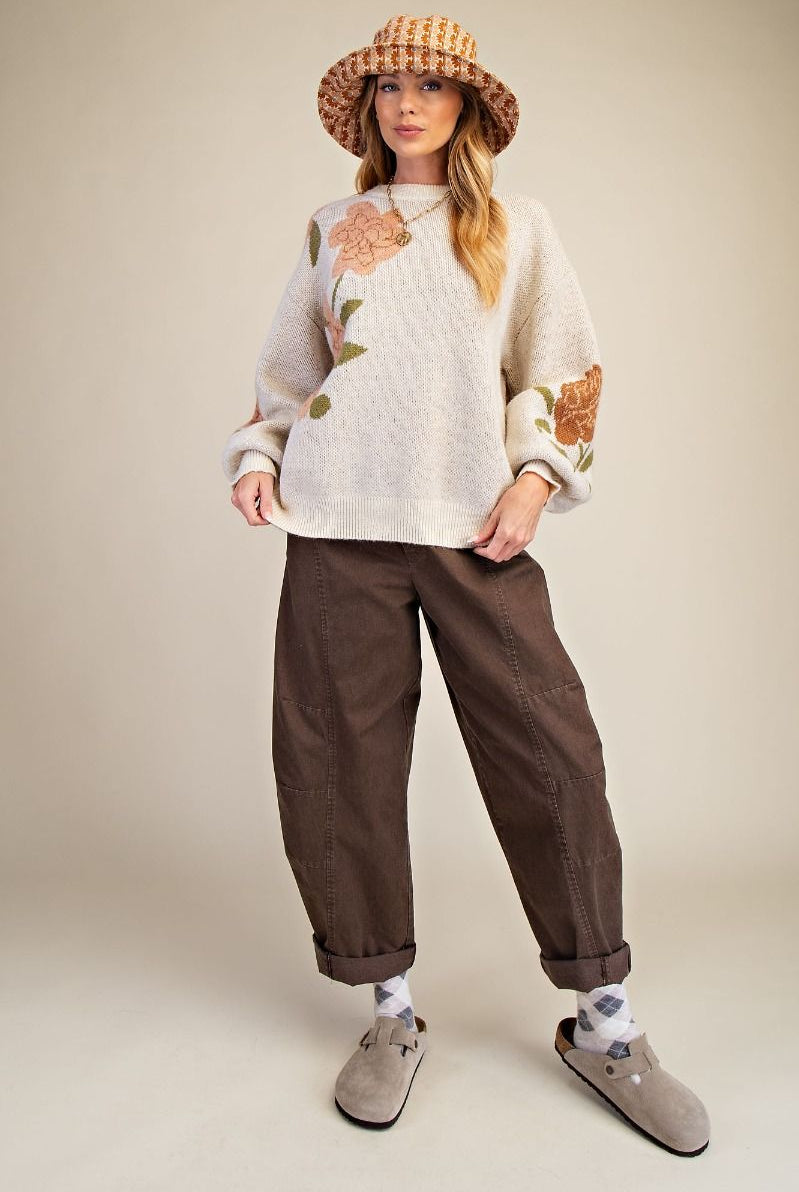 Floral Whisper Knit Sweater-Sweaters-Easel-Stuffology - Where Vintage Meets Modern, A Boutique for Real Women in Crosbyton, TX