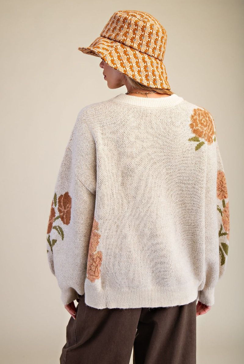 Floral Whisper Knit Sweater-Sweaters-Easel-Stuffology - Where Vintage Meets Modern, A Boutique for Real Women in Crosbyton, TX