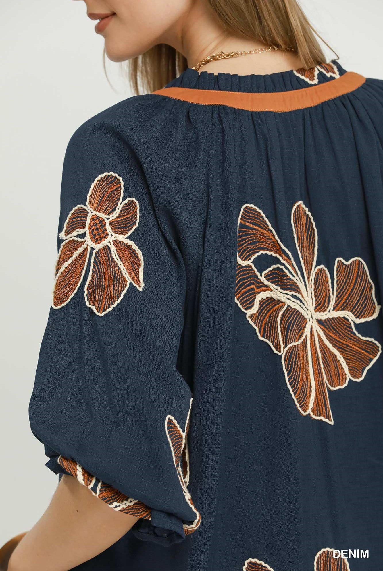 Floral Embroidered V-Neck Relaxed Top-TOP-Umgee-Stuffology - Where Vintage Meets Modern, A Boutique for Real Women in Crosbyton, TX