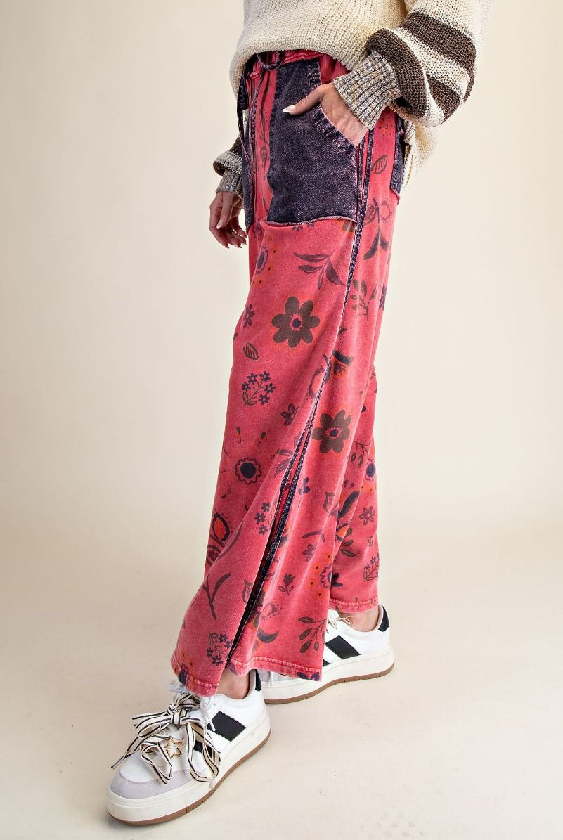 Easel Boho Red Patch Pocket Wide Leg Pants-Pants-Easel-Stuffology - Where Vintage Meets Modern, A Boutique for Real Women in Crosbyton, TX