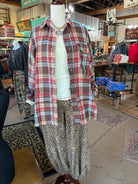 Long Sleeve Mineral Washed Plaid Flannel Tunic Top - Easel-TOP-EASEL-Stuffology - Where Vintage Meets Modern, A Boutique for Real Women in Crosbyton, TX