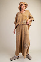 Crochet Patch Waffle Knit Top-Oversized Top-Stuffology Boutique -Stuffology - Where Vintage Meets Modern, A Boutique for Real Women in Crosbyton, TX