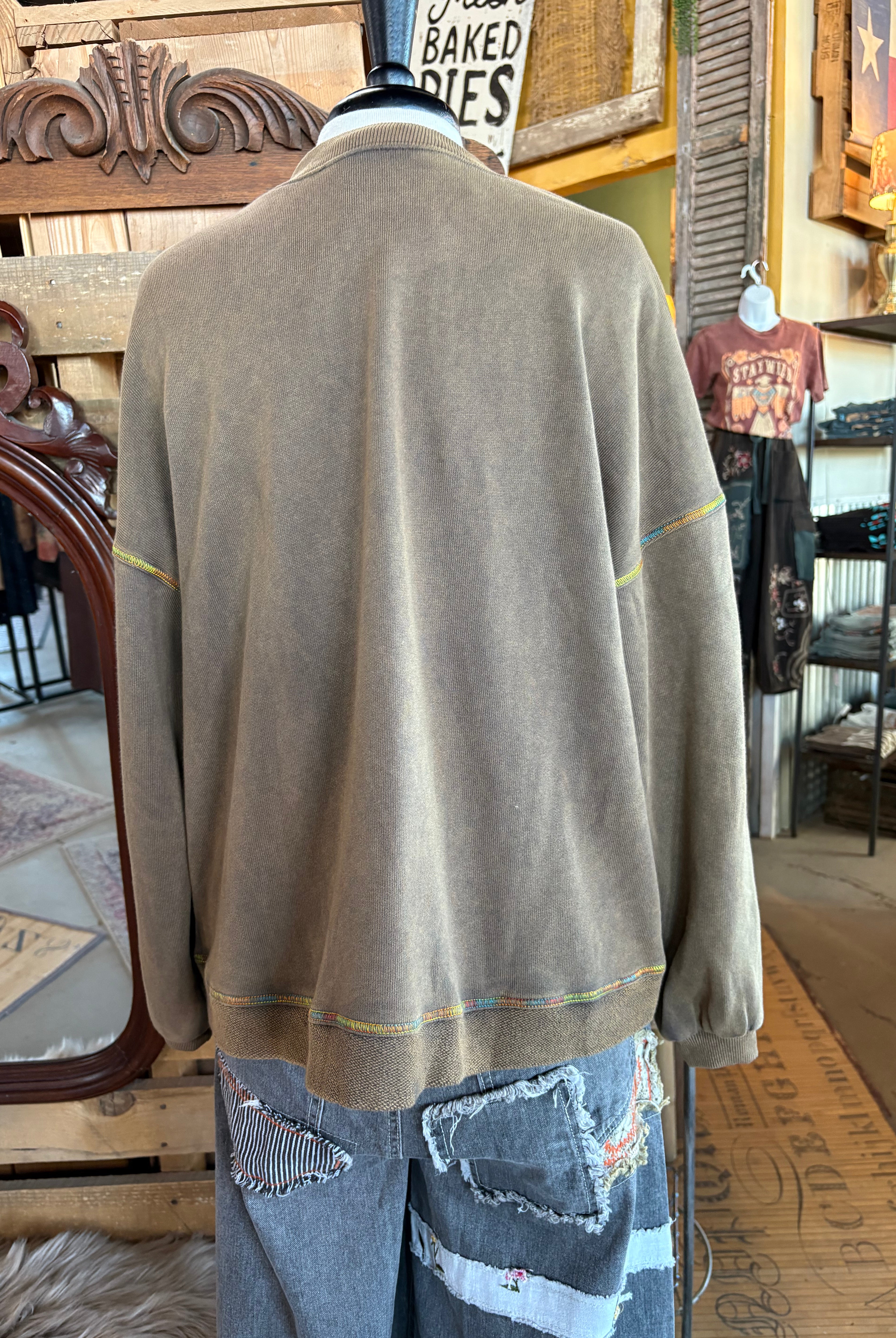 Mineral Wash Button Down Terry Knit Cardigan-Cardigan-Easel-Stuffology - Where Vintage Meets Modern, A Boutique for Real Women in Crosbyton, TX