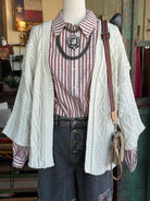 Striped Button Down Top-stripe top-Stuffology Boutique -Stuffology - Where Vintage Meets Modern, A Boutique for Real Women in Crosbyton, TX