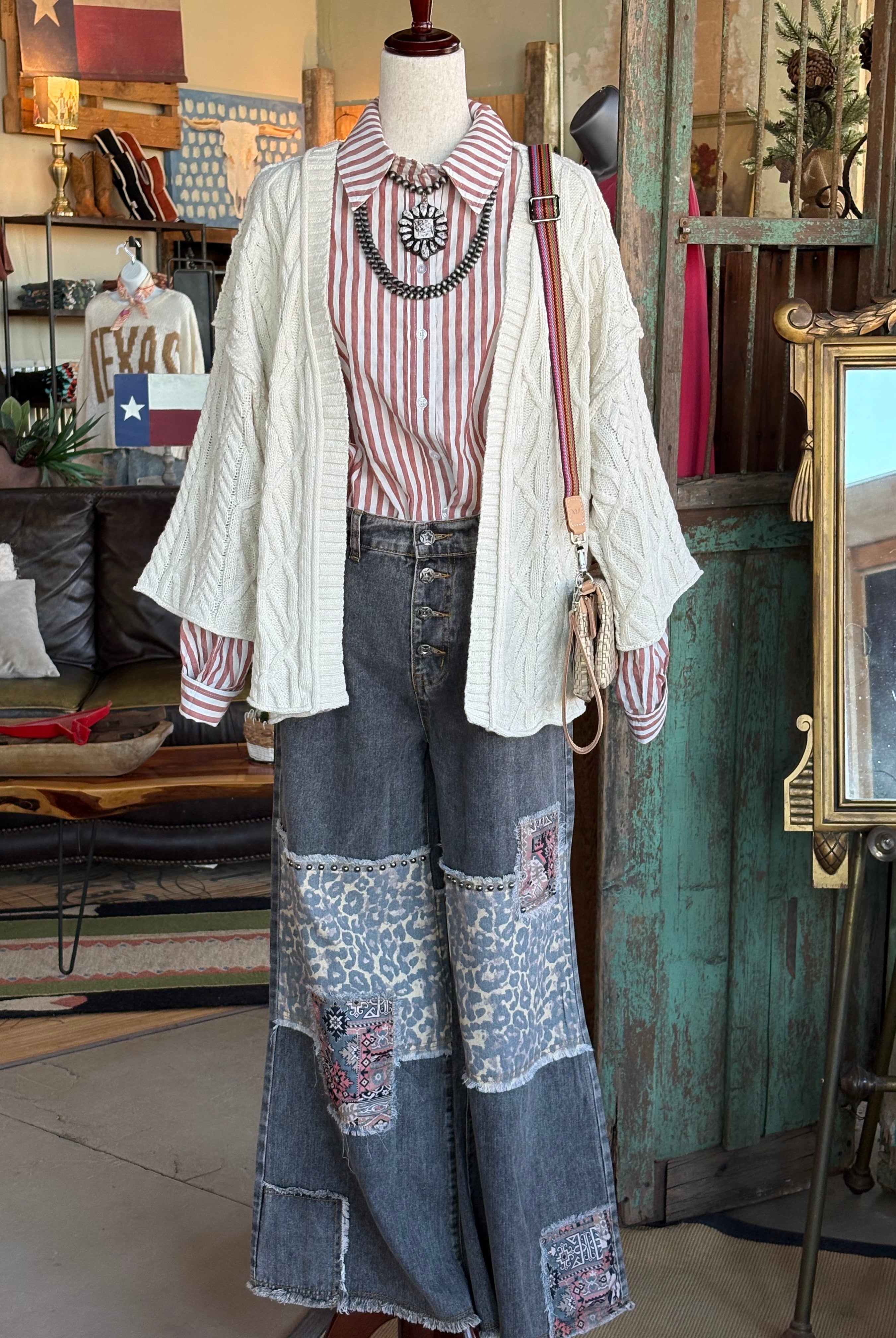 Striped Button Down Top-stripe top-Stuffology Boutique -Stuffology - Where Vintage Meets Modern, A Boutique for Real Women in Crosbyton, TX