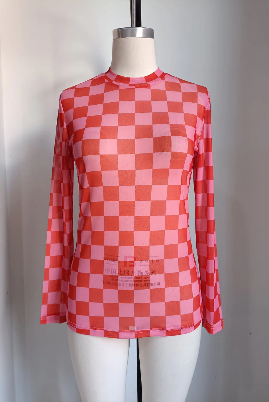 RED PINK CHECKER MESH TOP-MESH TOP-Turquoise Haven-Stuffology - Where Vintage Meets Modern, A Boutique for Real Women in Crosbyton, TX