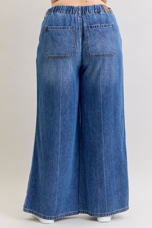 Judy Blue Drawstring Palazzo Jeans-Jeans-JUDY BLUE-Stuffology - Where Vintage Meets Modern, A Boutique for Real Women in Crosbyton, TX