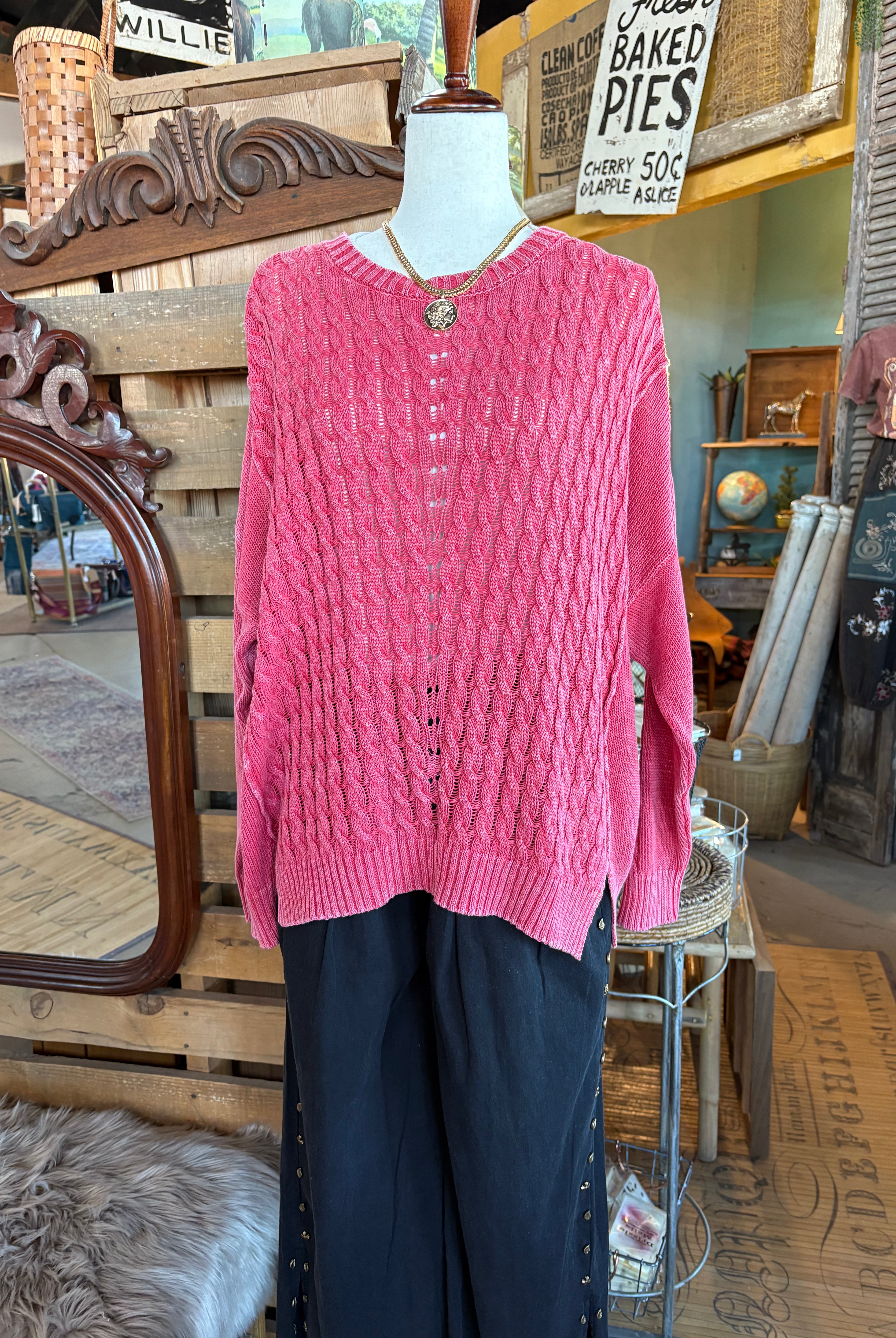 Cable Knit Sweater - Easel-EASEL-Stuffology - Where Vintage Meets Modern, A Boutique for Real Women in Crosbyton, TX