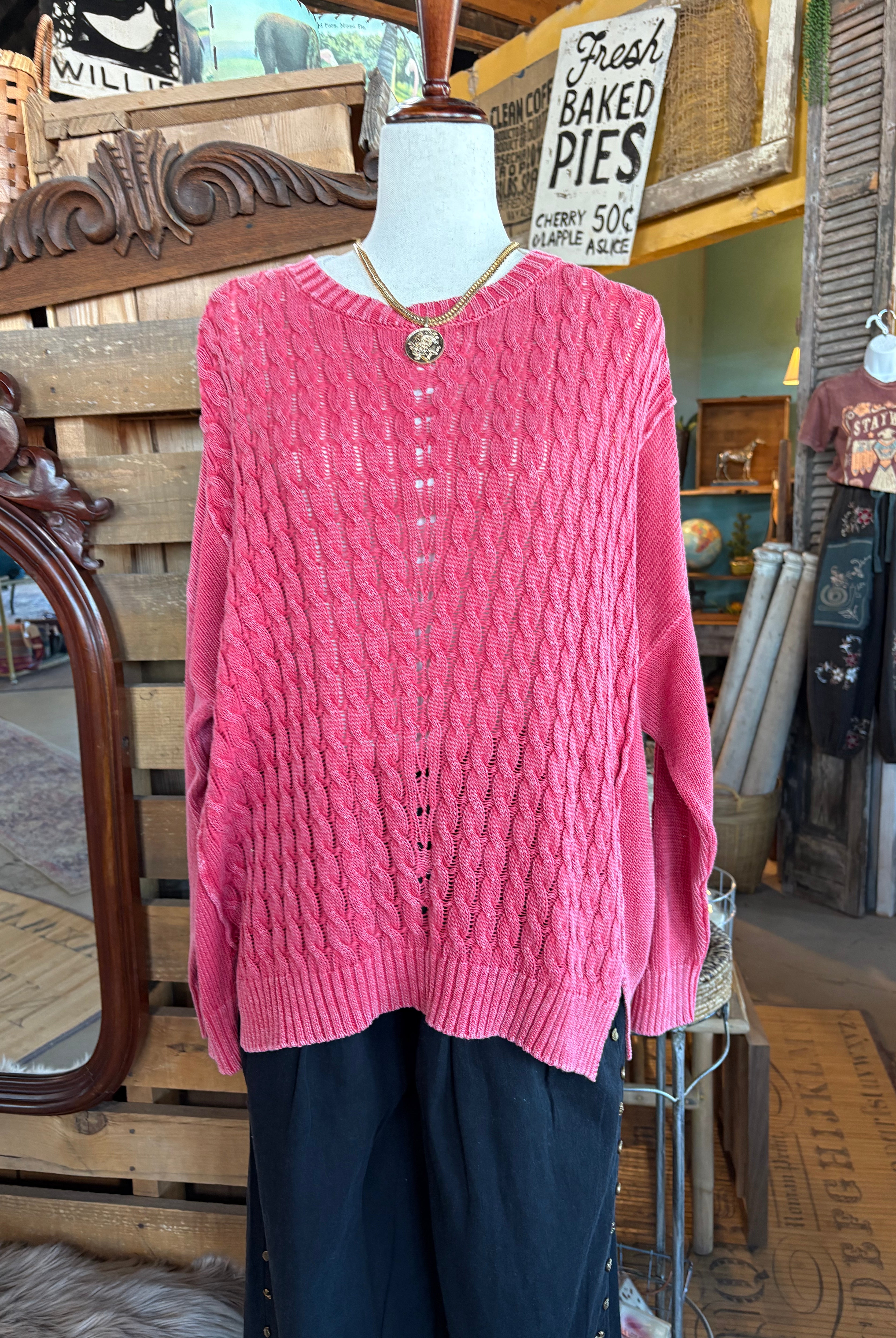 Cable Knit Sweater - Easel-EASEL-Stuffology - Where Vintage Meets Modern, A Boutique for Real Women in Crosbyton, TX