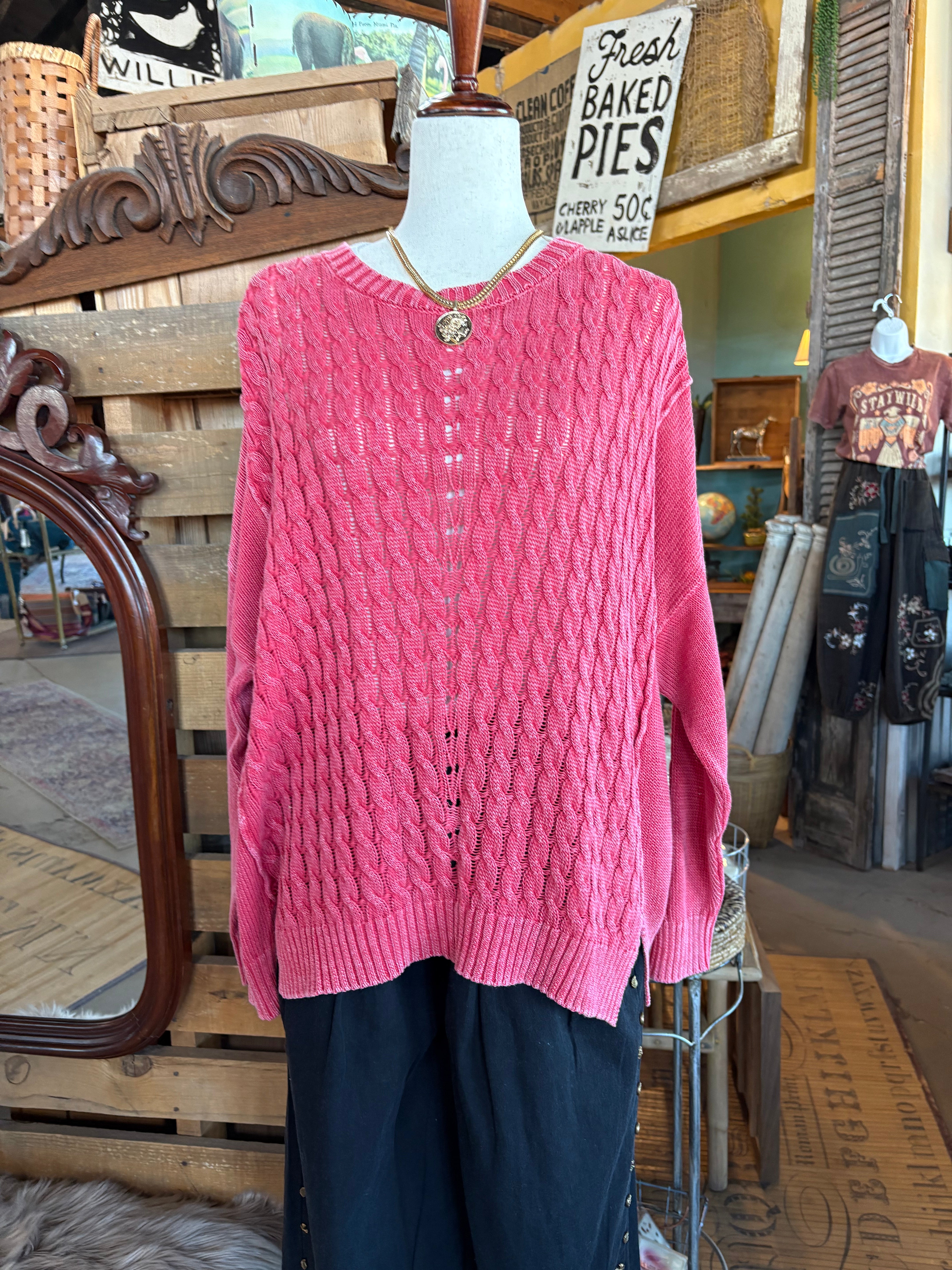 Cable Knit Sweater - Easel-EASEL-Stuffology - Where Vintage Meets Modern, A Boutique for Real Women in Crosbyton, TX