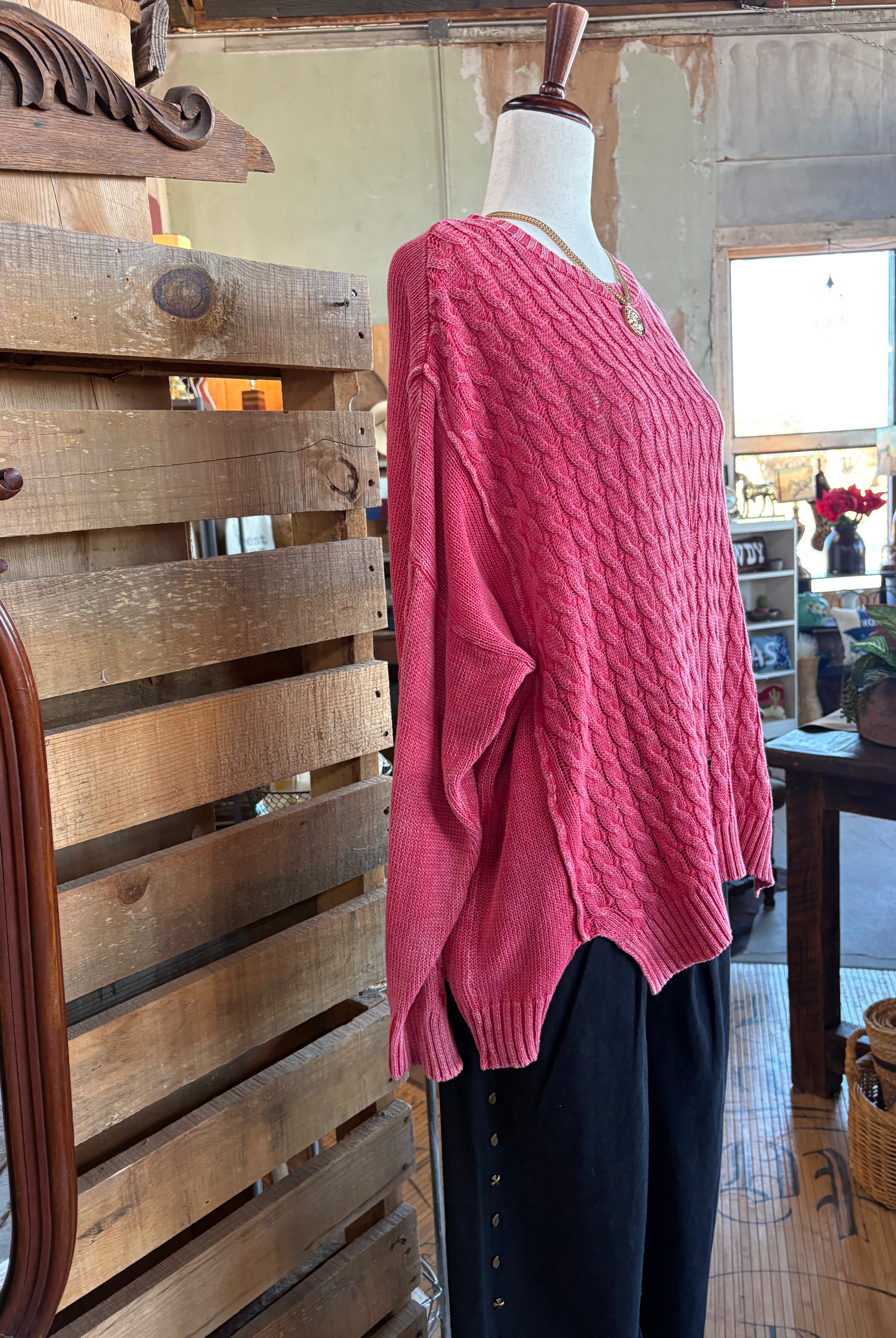 Cable Knit Sweater - Easel-EASEL-Stuffology - Where Vintage Meets Modern, A Boutique for Real Women in Crosbyton, TX