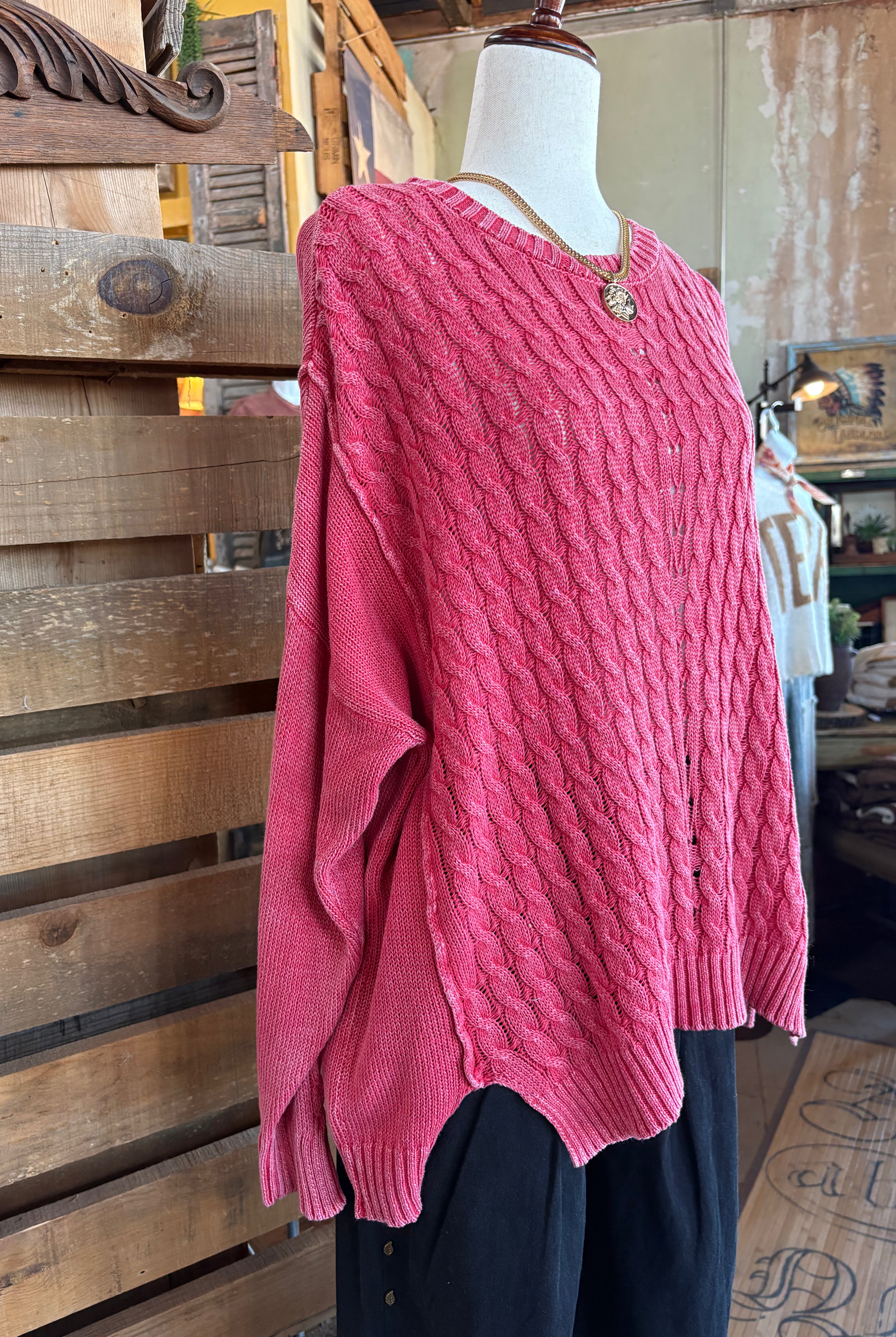 Cable Knit Sweater - Easel-EASEL-Stuffology - Where Vintage Meets Modern, A Boutique for Real Women in Crosbyton, TX
