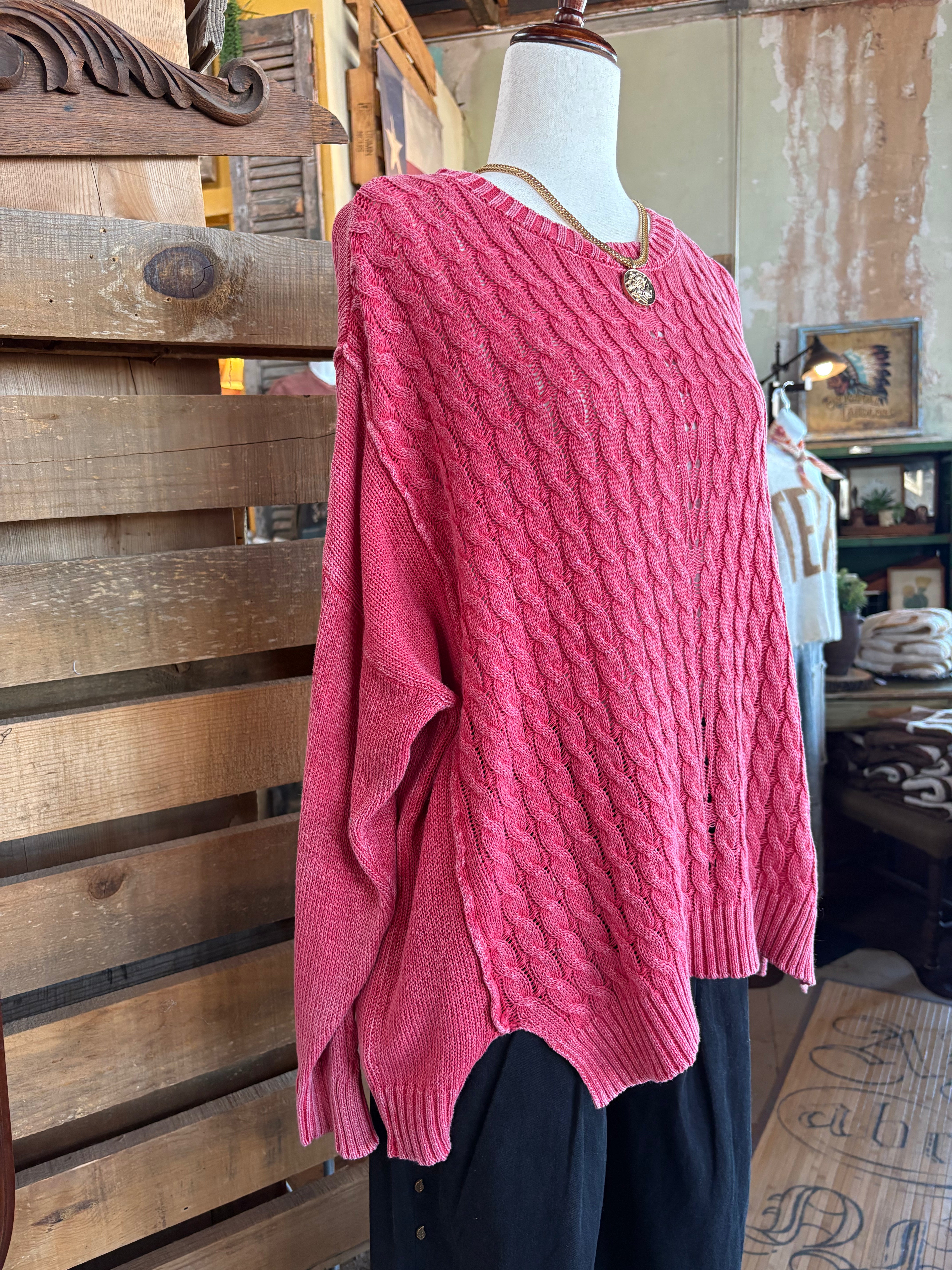Cable Knit Sweater - Easel-EASEL-Stuffology - Where Vintage Meets Modern, A Boutique for Real Women in Crosbyton, TX