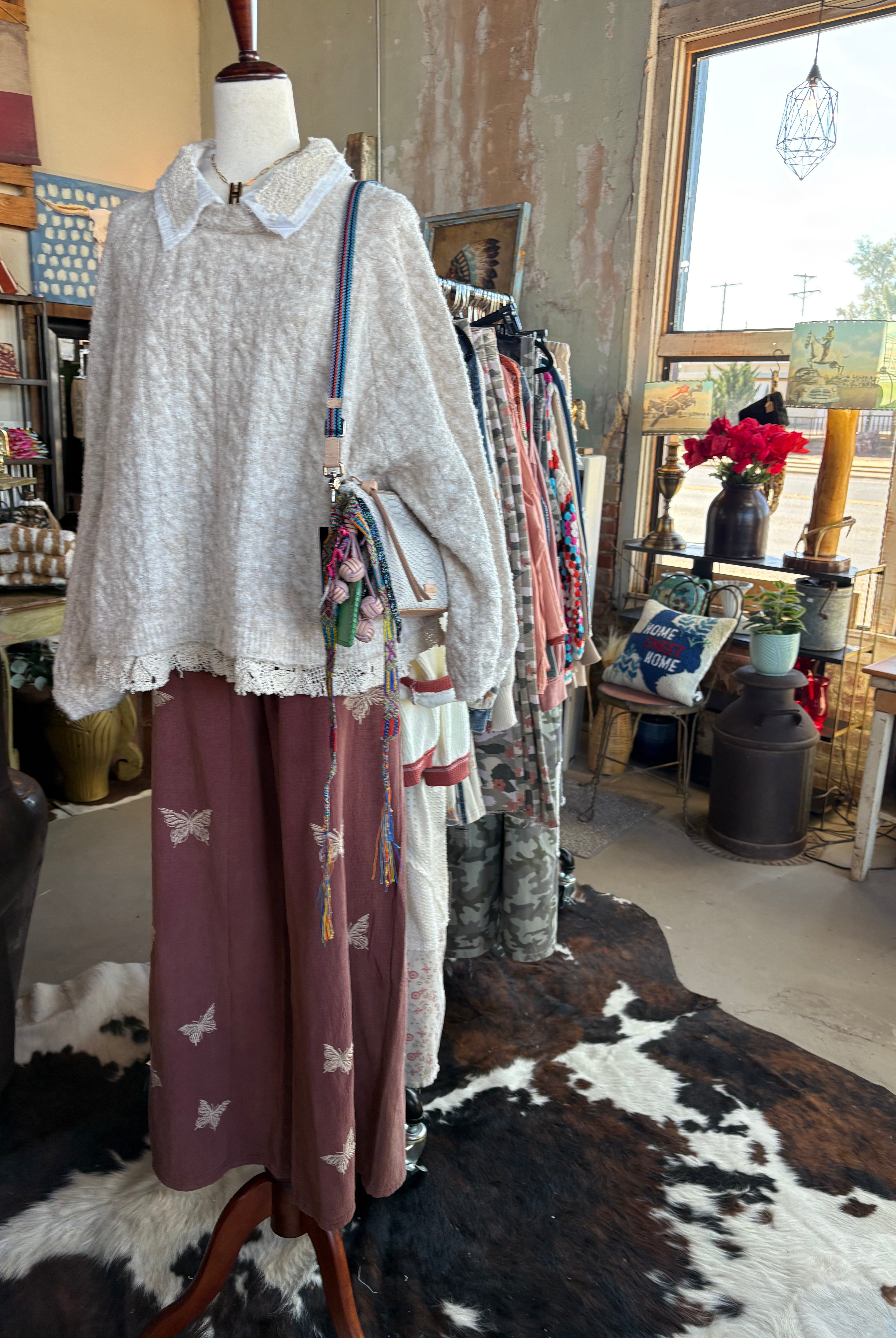 Collar neck double gauze crochet patch solid sweater top - POL Clothing-Sweaters-Pol Clothing-Stuffology - Where Vintage Meets Modern, A Boutique for Real Women in Crosbyton, TX