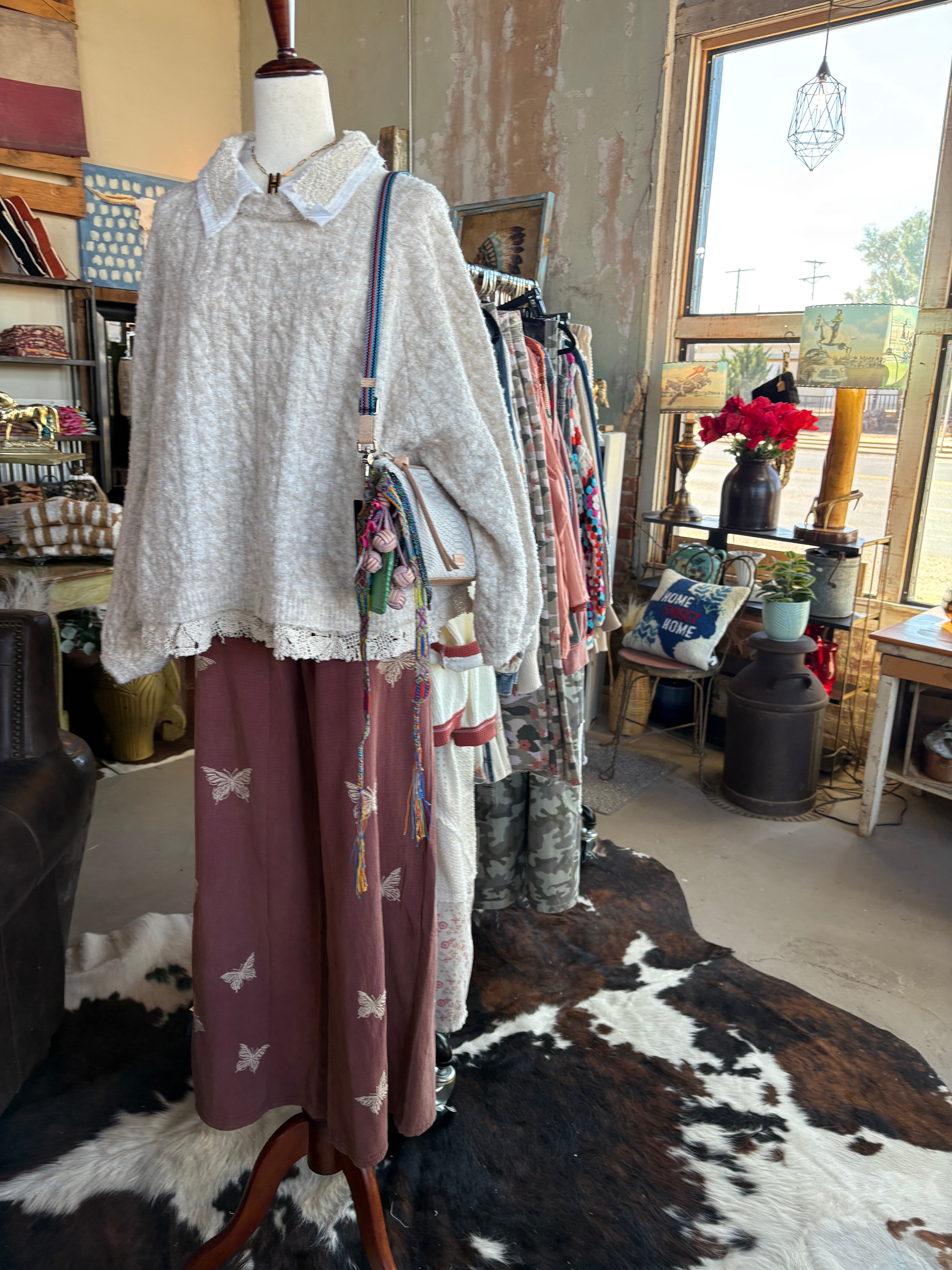 Collar neck double gauze crochet patch solid sweater top - POL Clothing-Sweaters-Pol Clothing-Stuffology - Where Vintage Meets Modern, A Boutique for Real Women in Crosbyton, TX