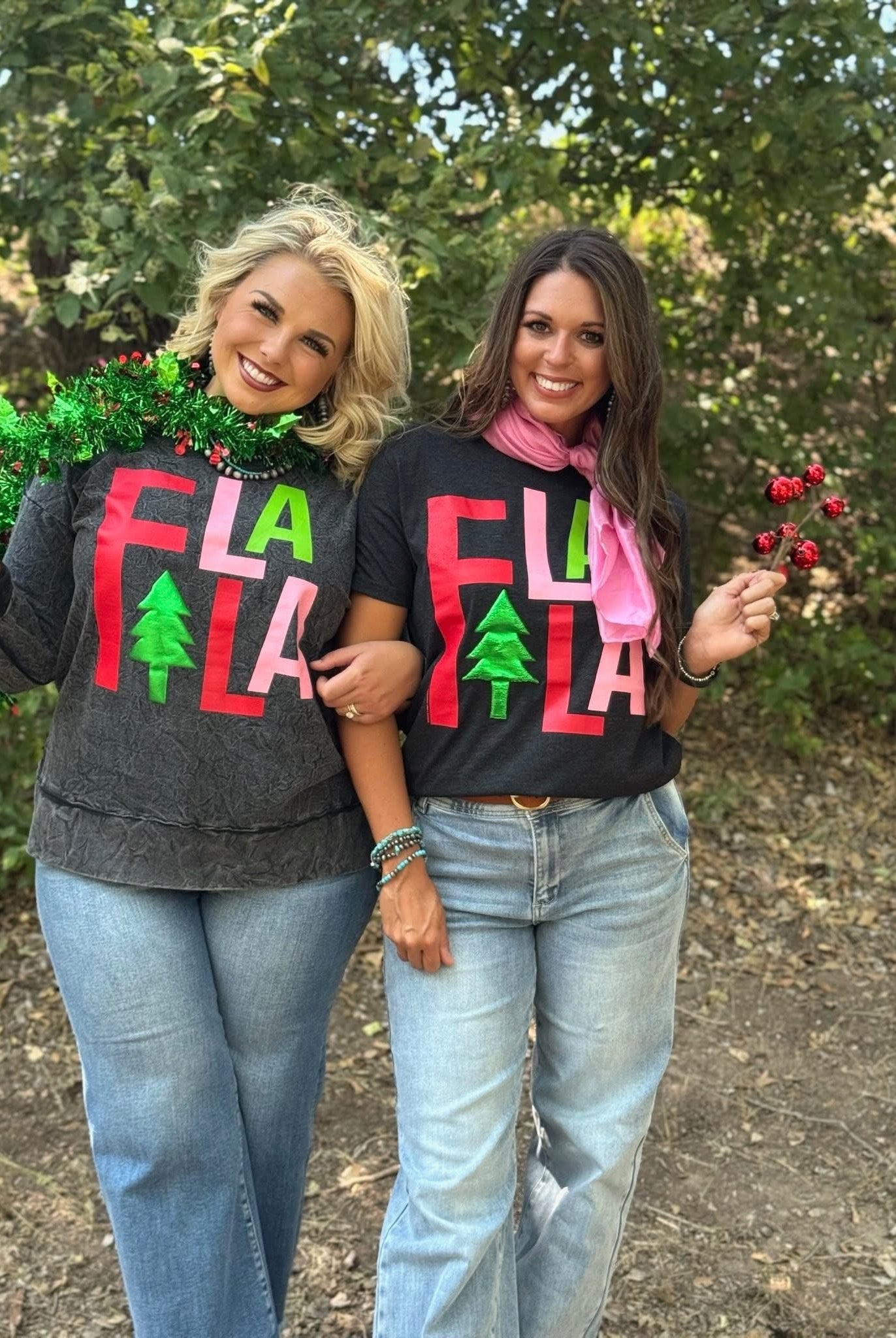 Fa La La Graphic Tee-Graphic Tees-Texas True Threads-Stuffology - Where Vintage Meets Modern, A Boutique for Real Women in Crosbyton, TX