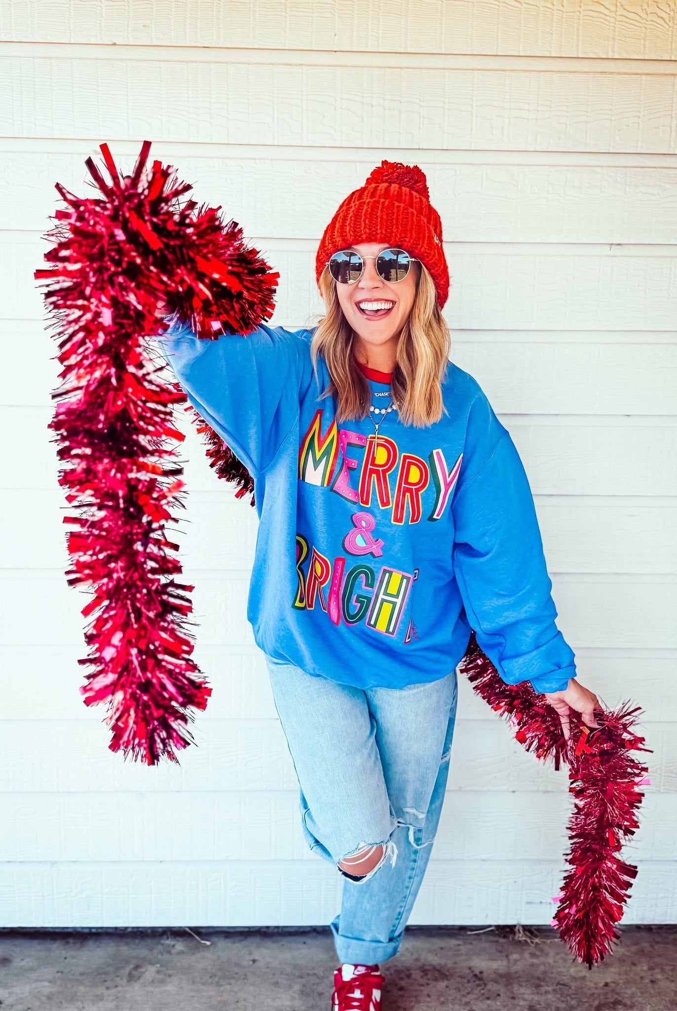 Merry & Bright Sweatshirt-SWEATSHIRT-Prickly Pear TX-Stuffology - Where Vintage Meets Modern, A Boutique for Real Women in Crosbyton, TX