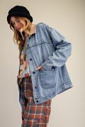 Washed Stretch Denim Jacket-Jackets-Easel-Stuffology - Where Vintage Meets Modern, A Boutique for Real Women in Crosbyton, TX