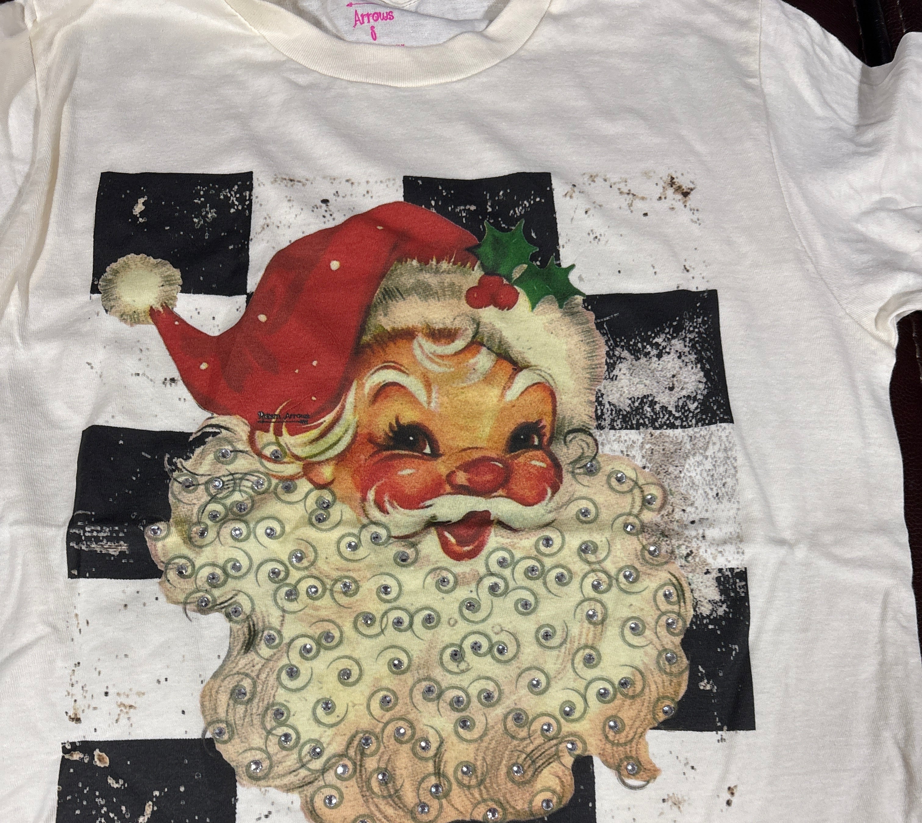 Checkered Vintage Santa Graphic Tee-Stuffology Boutique -Stuffology - Where Vintage Meets Modern, A Boutique for Real Women in Crosbyton, TX