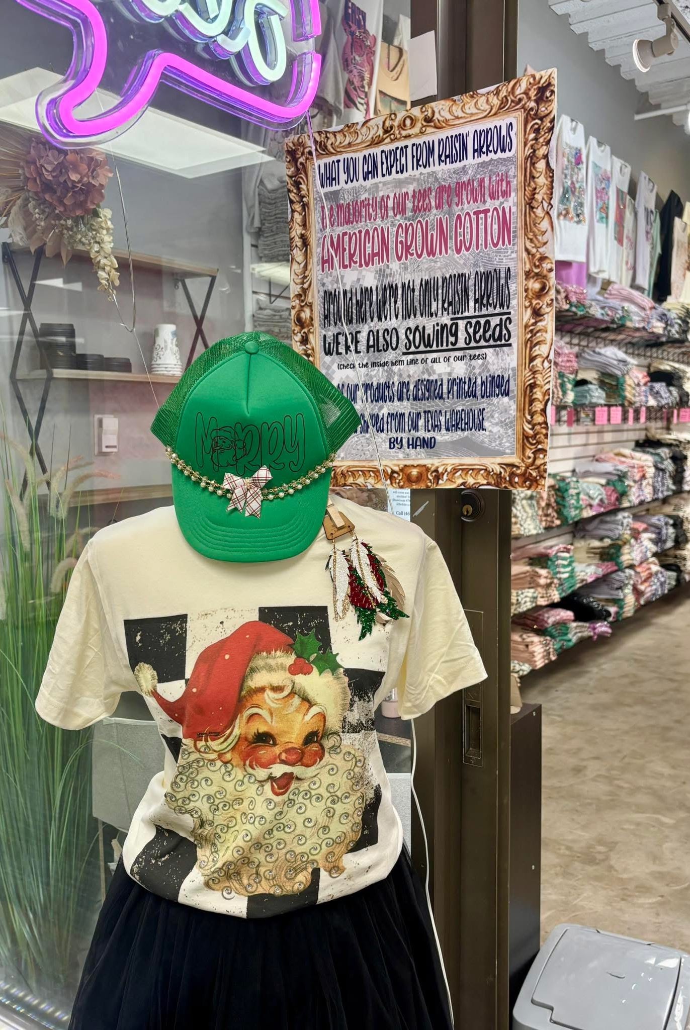 Checkered Vintage Santa Graphic Tee-Stuffology Boutique -Stuffology - Where Vintage Meets Modern, A Boutique for Real Women in Crosbyton, TX