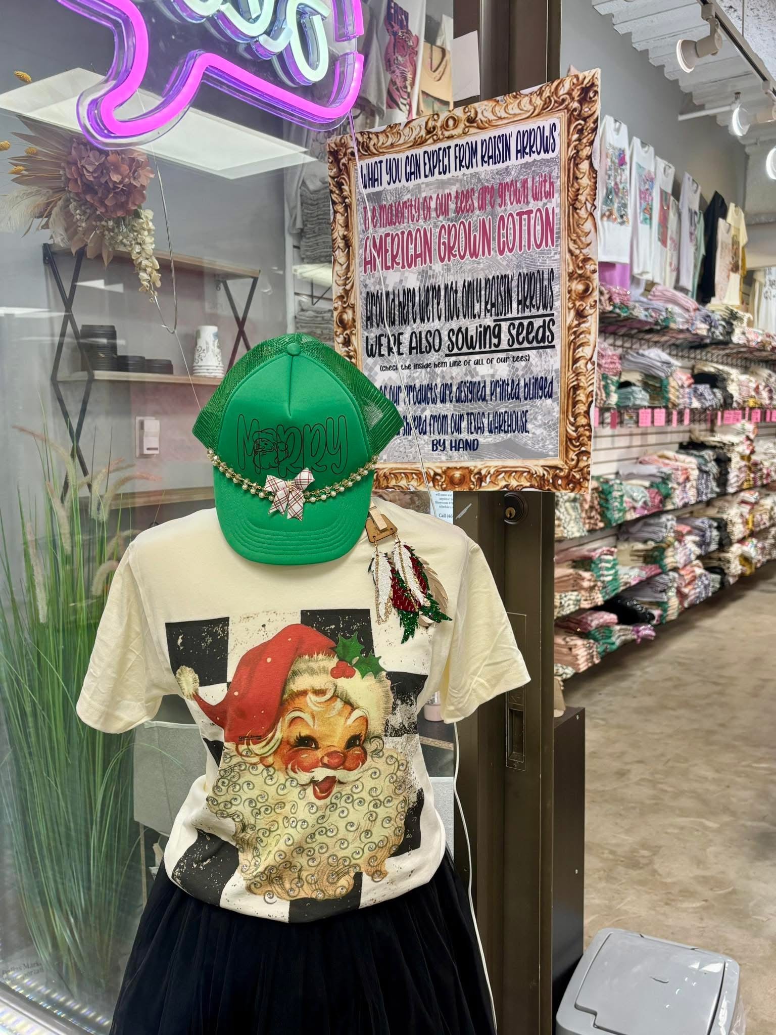 Checkered Vintage Santa Graphic Tee-Stuffology Boutique -Stuffology - Where Vintage Meets Modern, A Boutique for Real Women in Crosbyton, TX