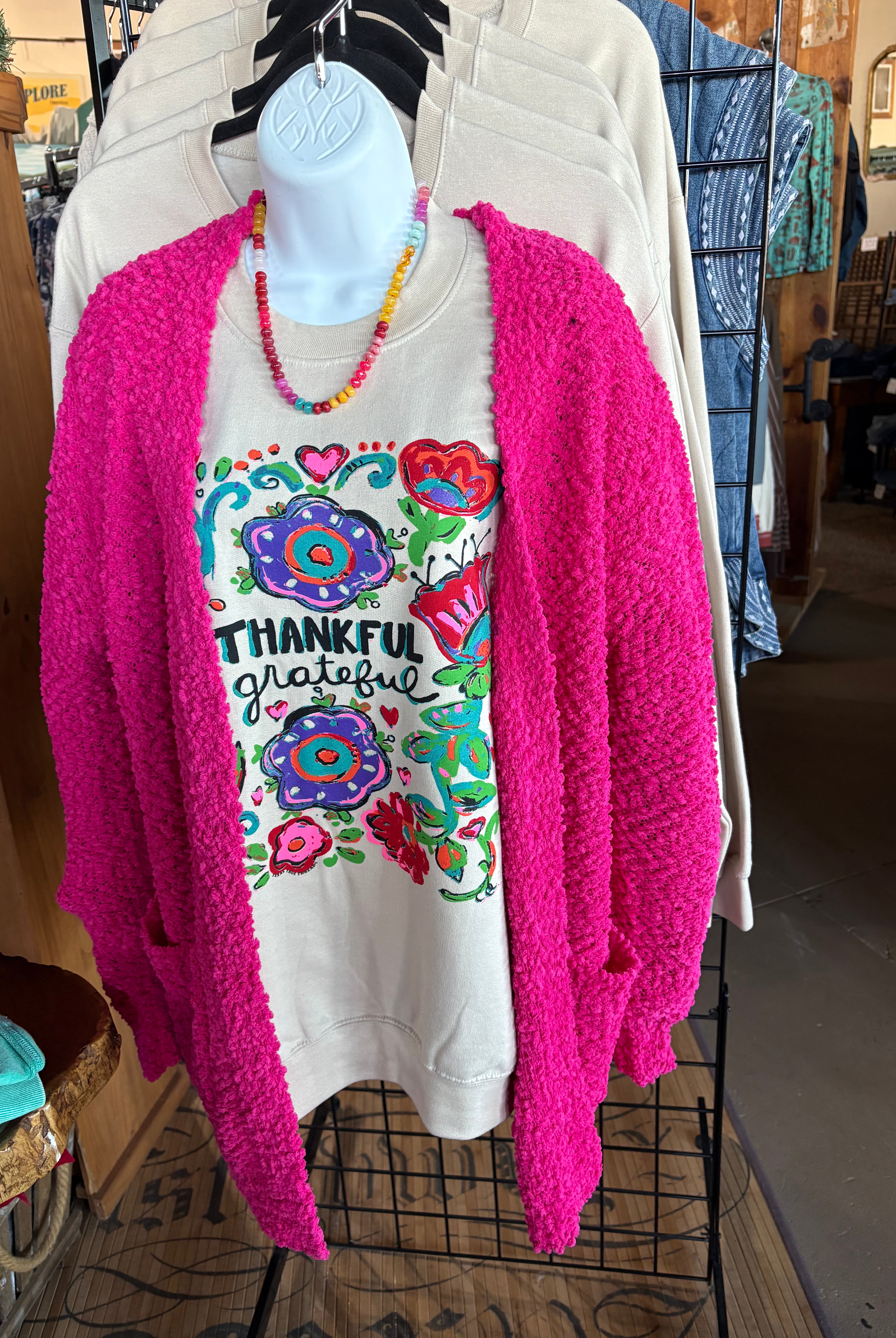 Thankful Grateful Sweatshirt-SWEATSHIRT-Stuffology Boutique -Stuffology - Where Vintage Meets Modern, A Boutique for Real Women in Crosbyton, TX
