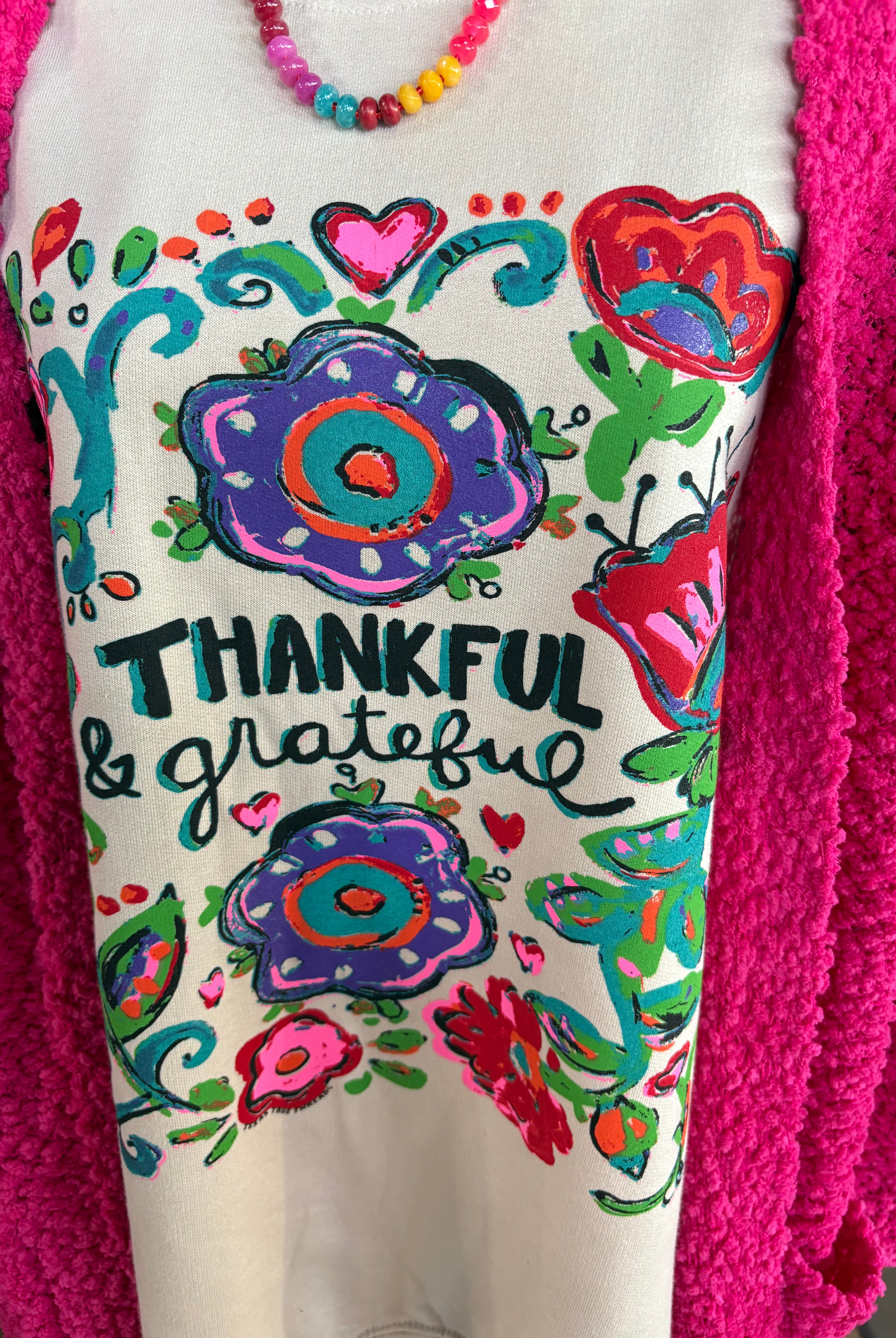 Thankful Grateful Sweatshirt-SWEATSHIRT-Stuffology Boutique -Stuffology - Where Vintage Meets Modern, A Boutique for Real Women in Crosbyton, TX