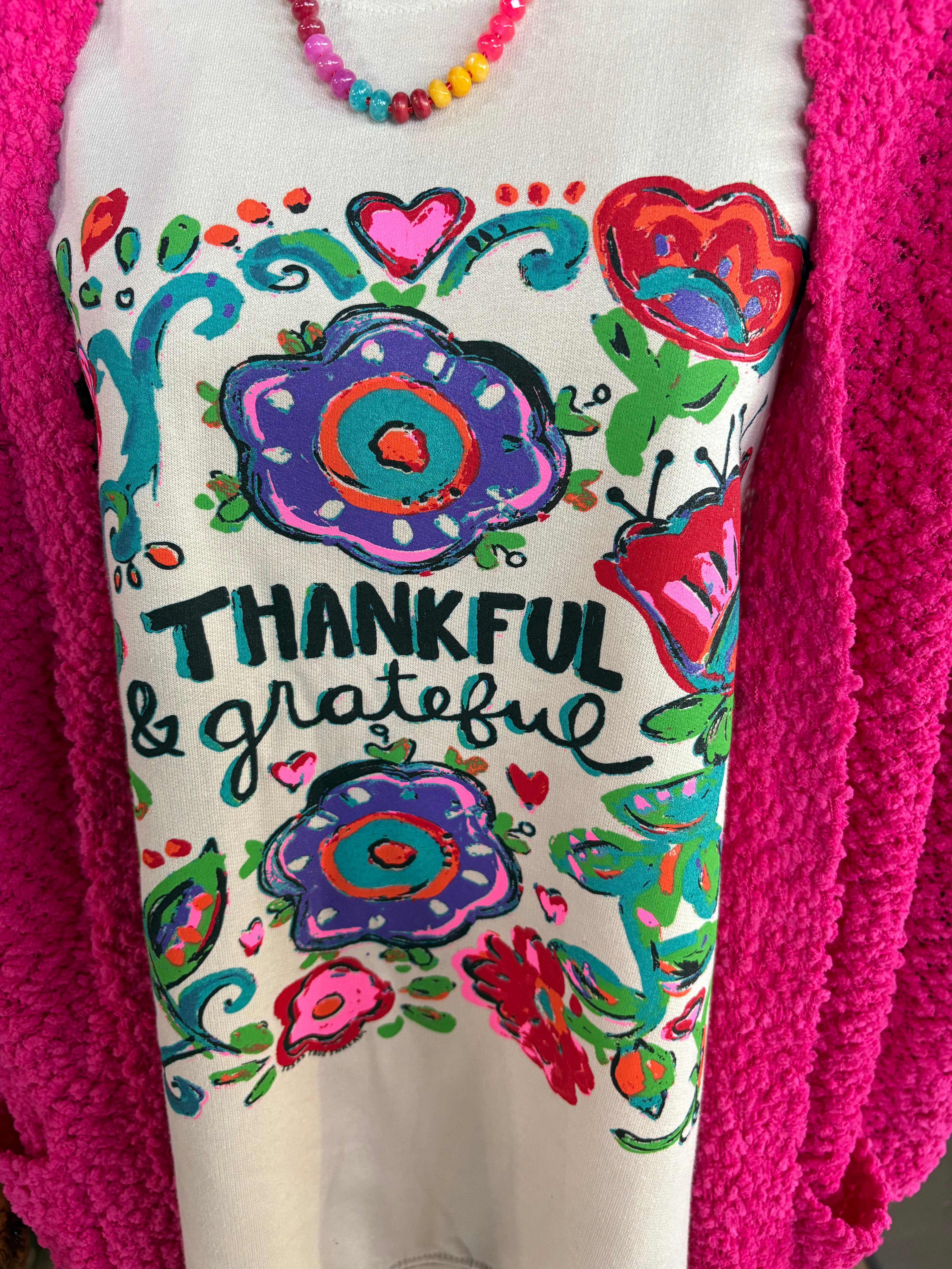 Thankful Grateful Sweatshirt-SWEATSHIRT-Stuffology Boutique -Stuffology - Where Vintage Meets Modern, A Boutique for Real Women in Crosbyton, TX
