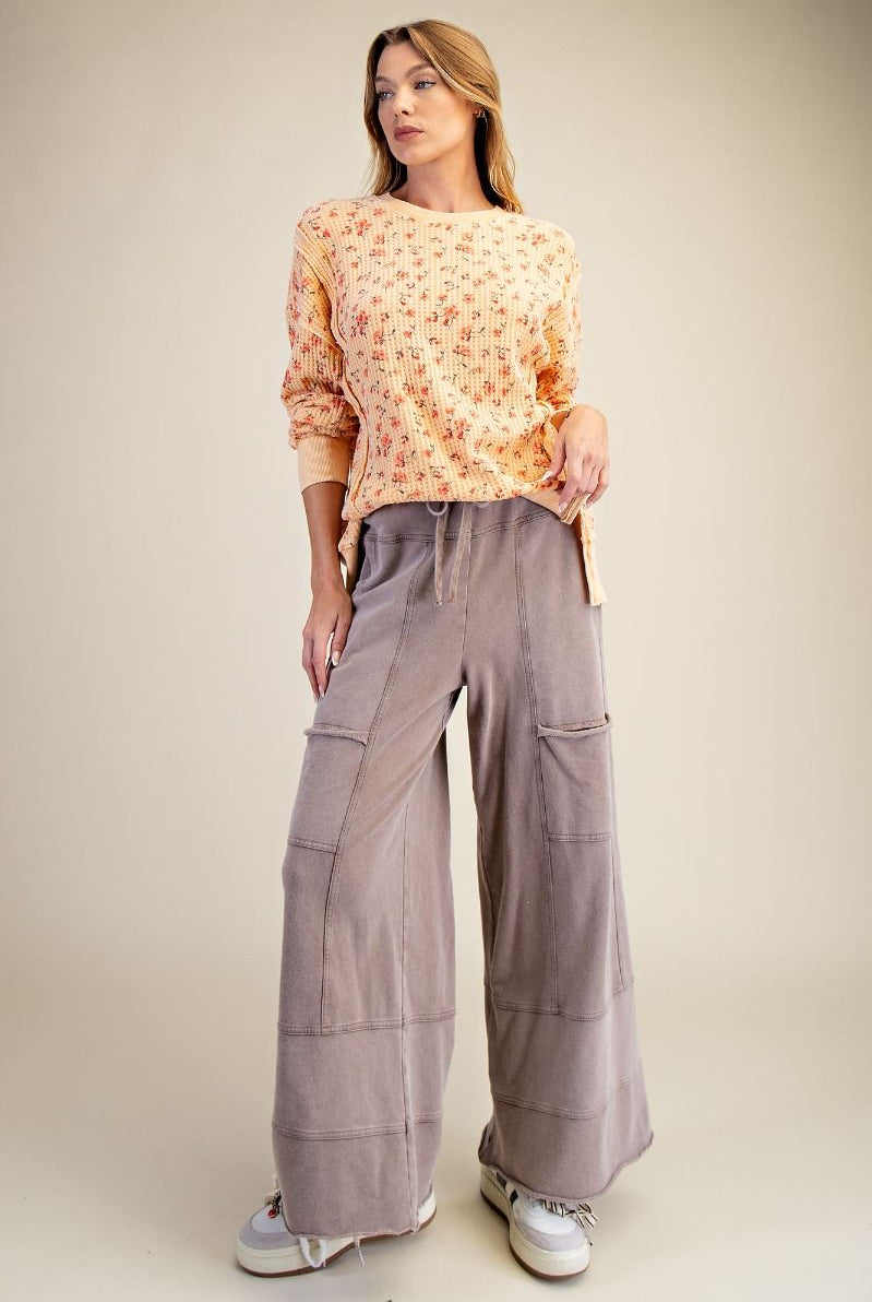 Floral Waffle Knit Thermal Pullover-Pullover Top-Easel-Stuffology - Where Vintage Meets Modern, A Boutique for Real Women in Crosbyton, TX