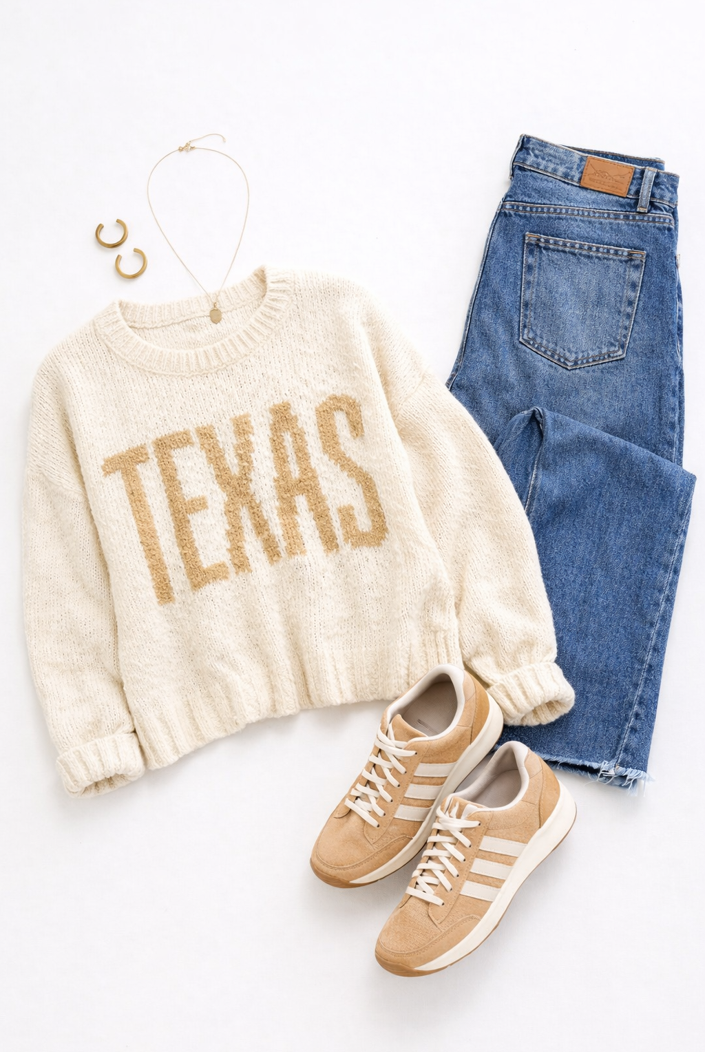 TEXAS KNIT SWEATER - CREAM-Sweaters-J.O.A-Stuffology - Where Vintage Meets Modern, A Boutique for Real Women in Crosbyton, TX