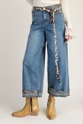 Print Mix Washed Denim Wide-Leg Pants-Jeans-Easel-Stuffology - Where Vintage Meets Modern, A Boutique for Real Women in Crosbyton, TX