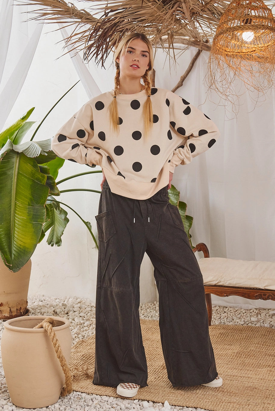 Polka Dot Sweatshirt-JADE BY JANE-Stuffology - Where Vintage Meets Modern, A Boutique for Real Women in Crosbyton, TX
