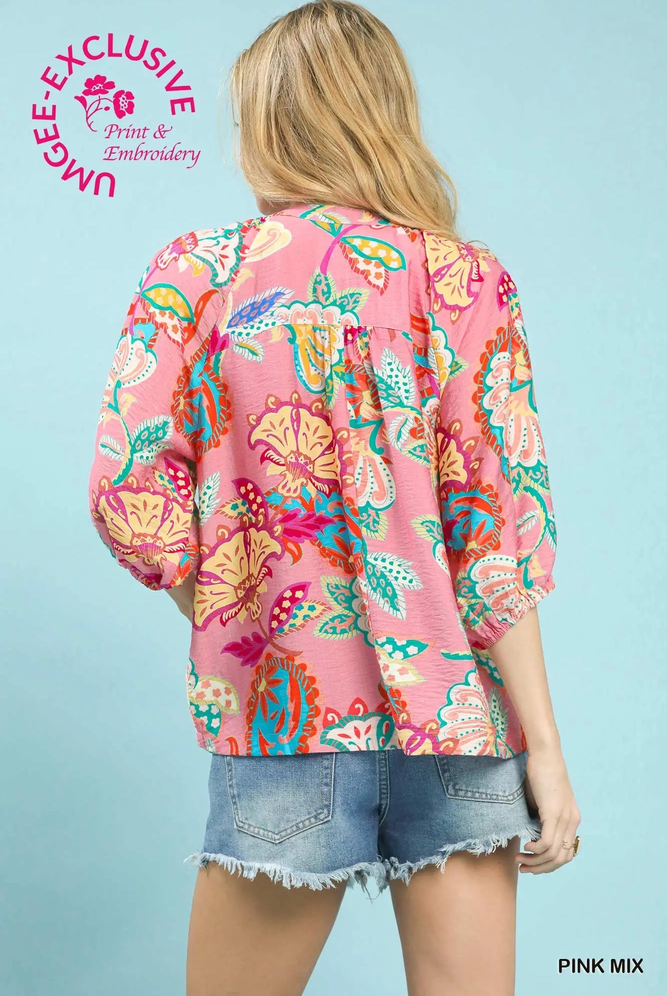 Paisley Print V-Neck Top-Top-Umgee-Stuffology - Where Vintage Meets Modern, A Boutique for Real Women in Crosbyton, TX