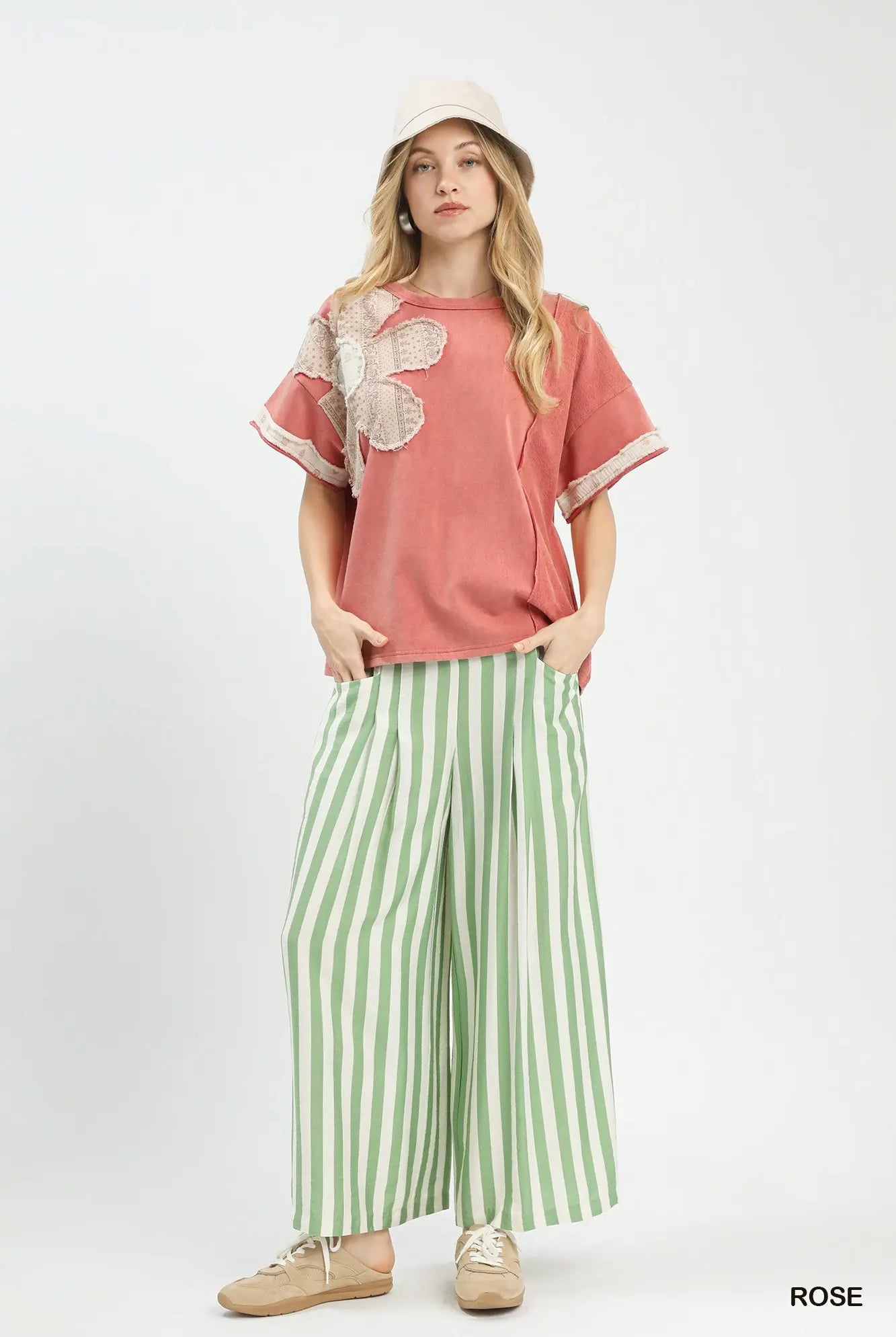 French Terry Floral Rose Top-Top-Umgee-Stuffology - Where Vintage Meets Modern, A Boutique for Real Women in Crosbyton, TX