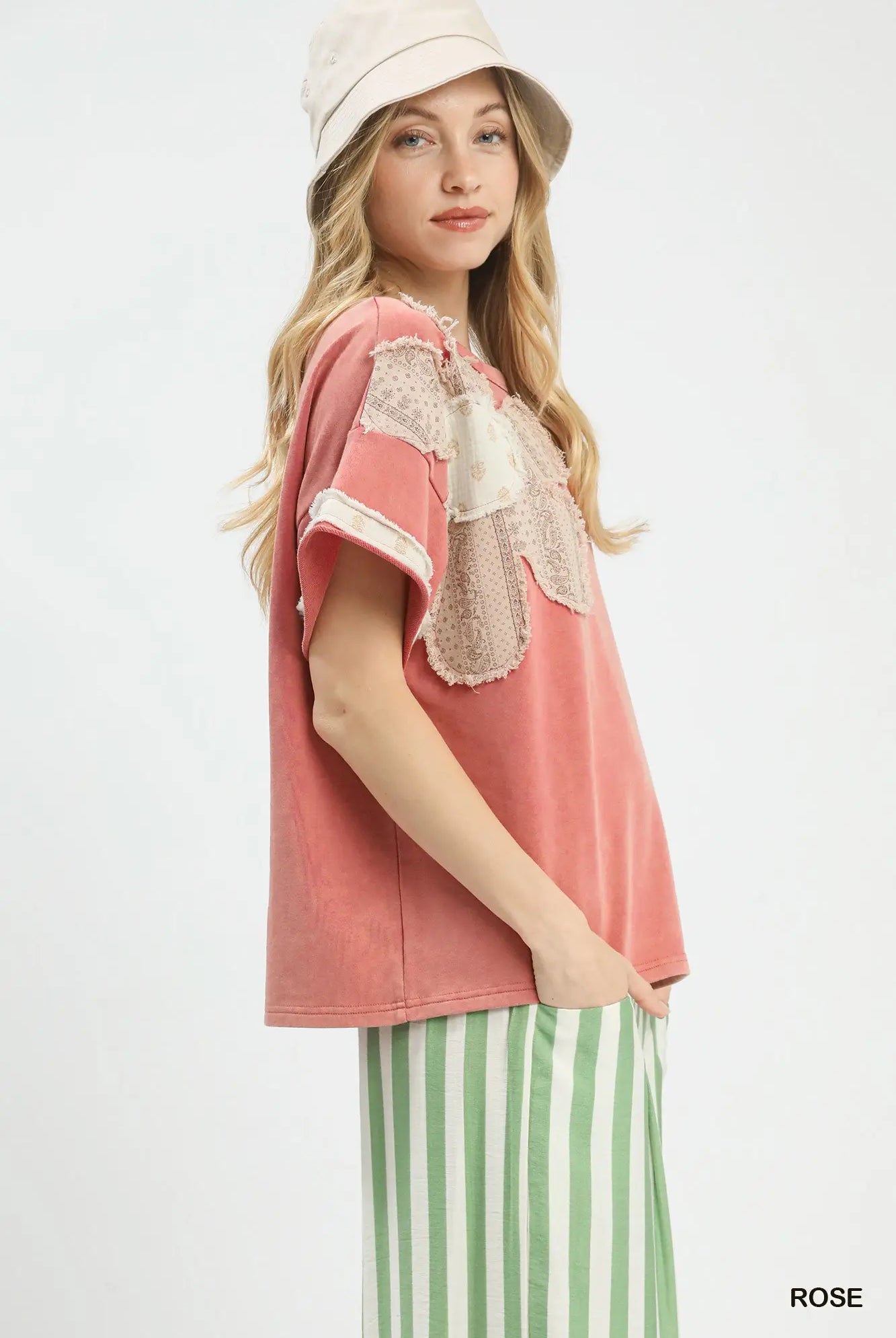 French Terry Floral Rose Top-Top-Umgee-Stuffology - Where Vintage Meets Modern, A Boutique for Real Women in Crosbyton, TX