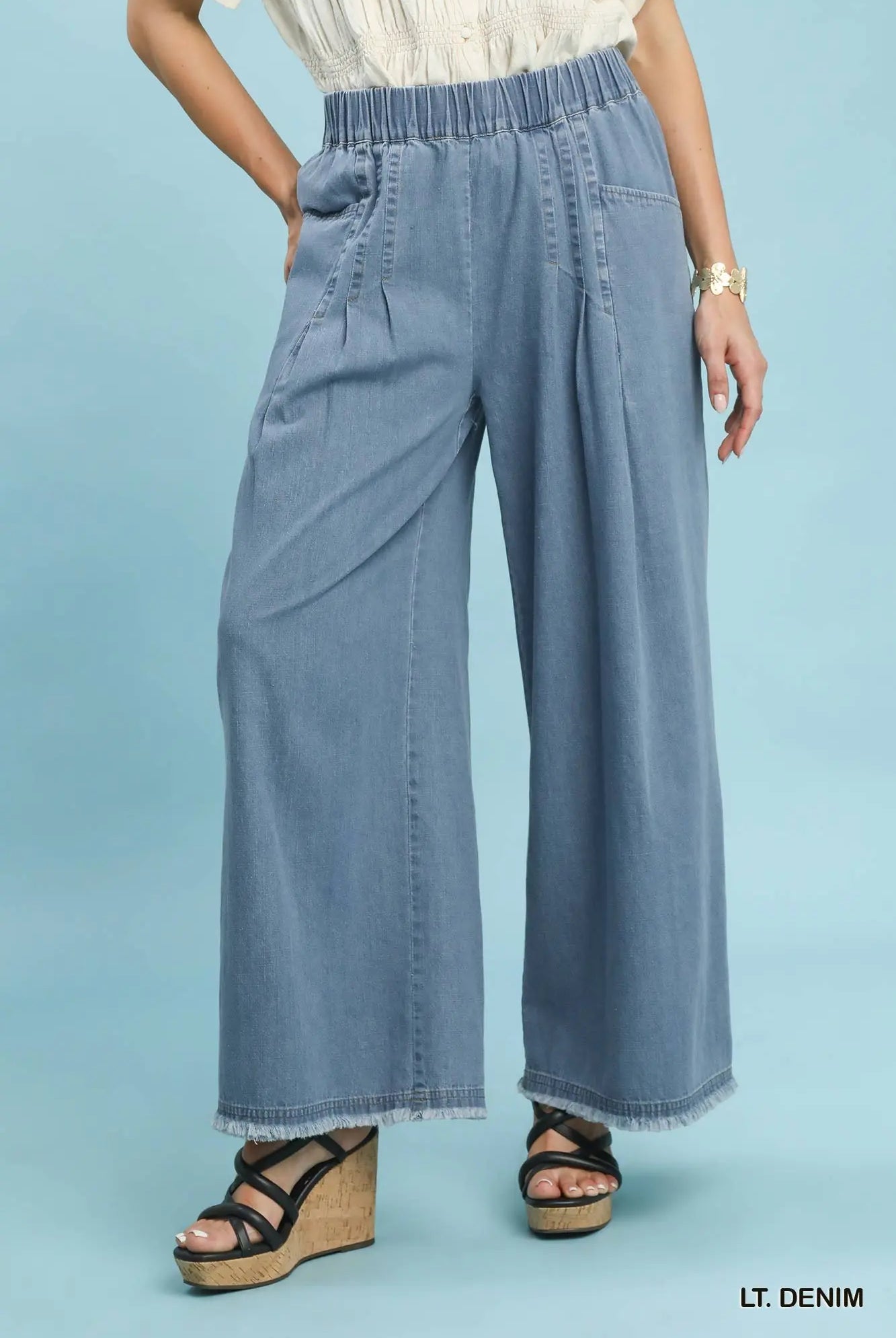 Stone Washed Wide Leg Pants-Pants-Umgee-Stuffology - Where Vintage Meets Modern, A Boutique for Real Women in Crosbyton, TX