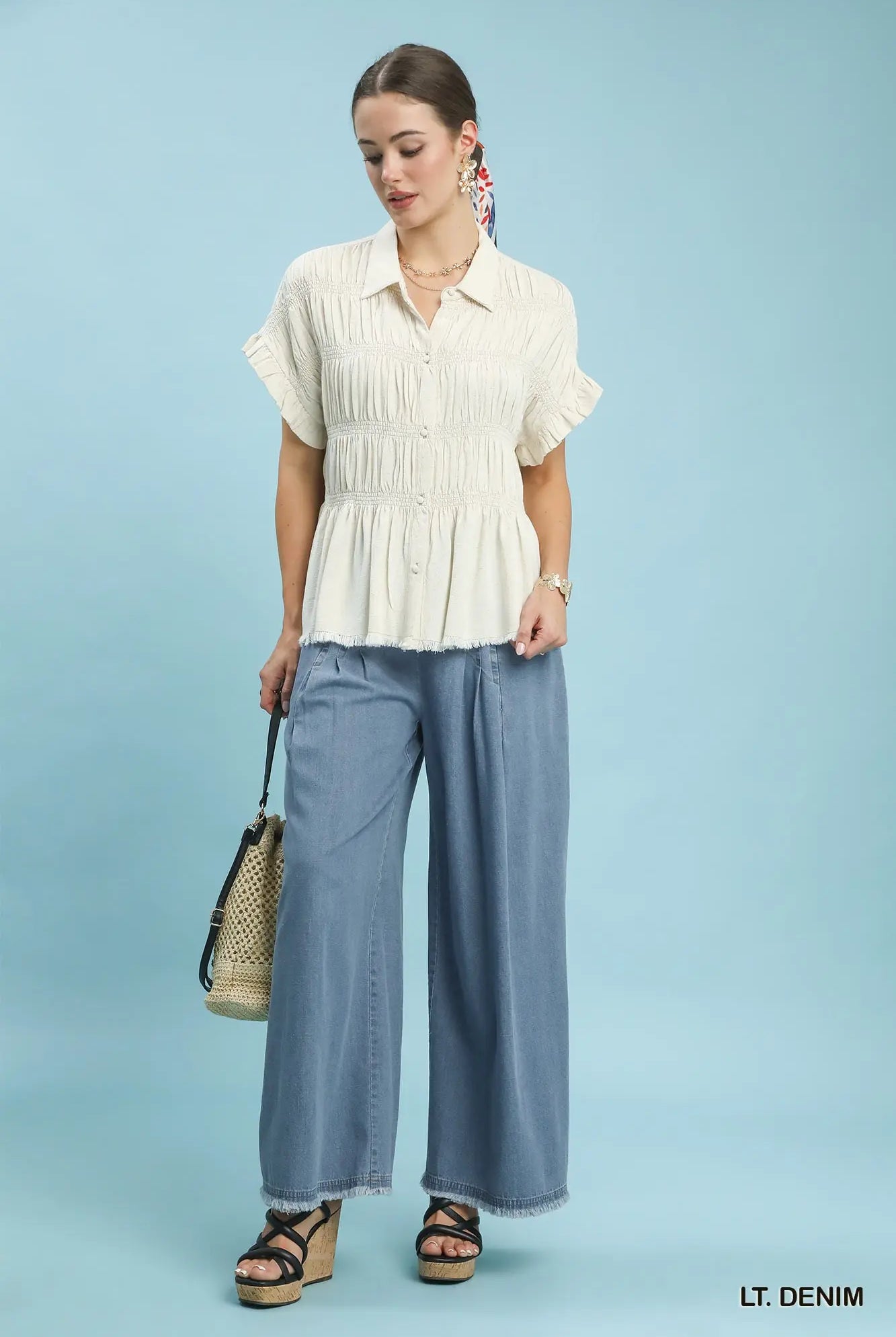 Stone Washed Wide Leg Pants-Pants-Umgee-Stuffology - Where Vintage Meets Modern, A Boutique for Real Women in Crosbyton, TX