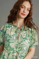 Sage & Cream Boho Midi Dress-Dresses-Umgee-Stuffology - Where Vintage Meets Modern, A Boutique for Real Women in Crosbyton, TX