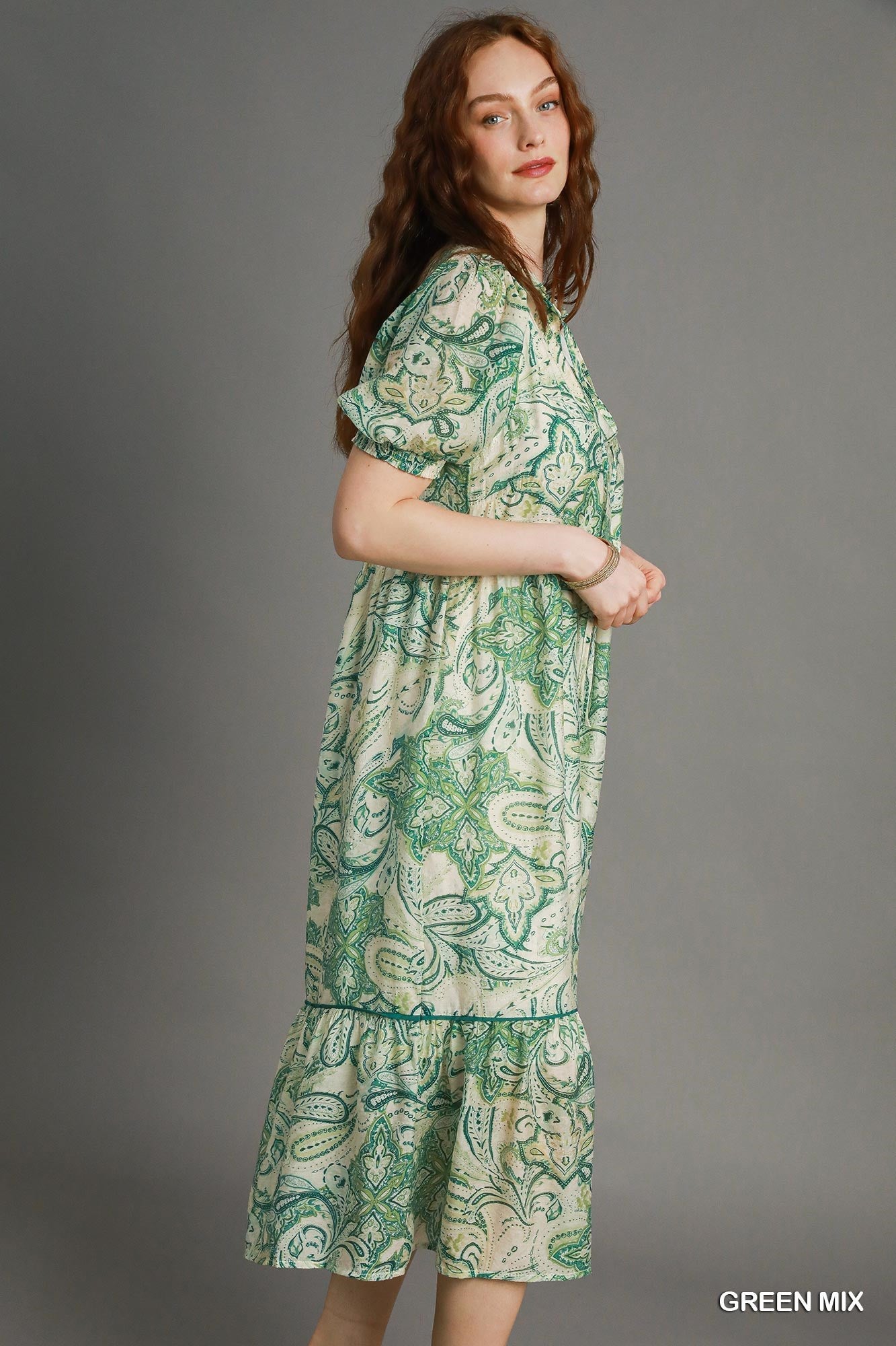 Sage & Cream Boho Midi Dress-Dresses-Umgee-Stuffology - Where Vintage Meets Modern, A Boutique for Real Women in Crosbyton, TX