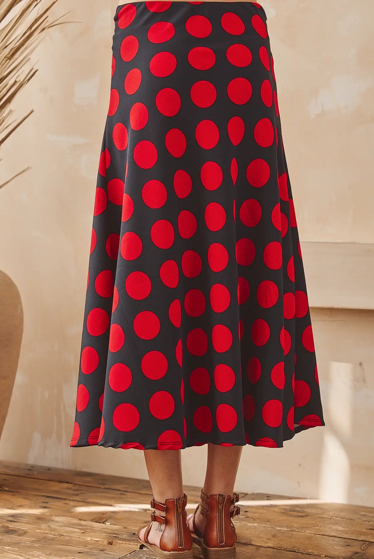 Polka Dot Print Midi Skirt-Skirts-JADE BY JANE-Stuffology - Where Vintage Meets Modern, A Boutique for Real Women in Crosbyton, TX