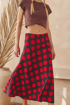 Polka Dot Print Midi Skirt-Skirts-JADE BY JANE-Stuffology - Where Vintage Meets Modern, A Boutique for Real Women in Crosbyton, TX
