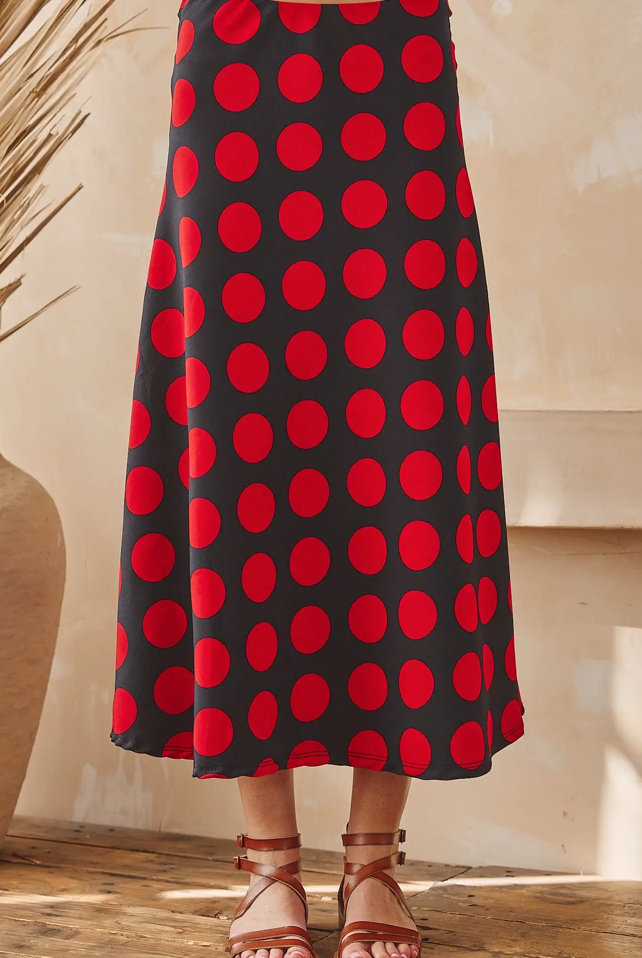 Polka Dot Print Midi Skirt-Skirts-JADE BY JANE-Stuffology - Where Vintage Meets Modern, A Boutique for Real Women in Crosbyton, TX