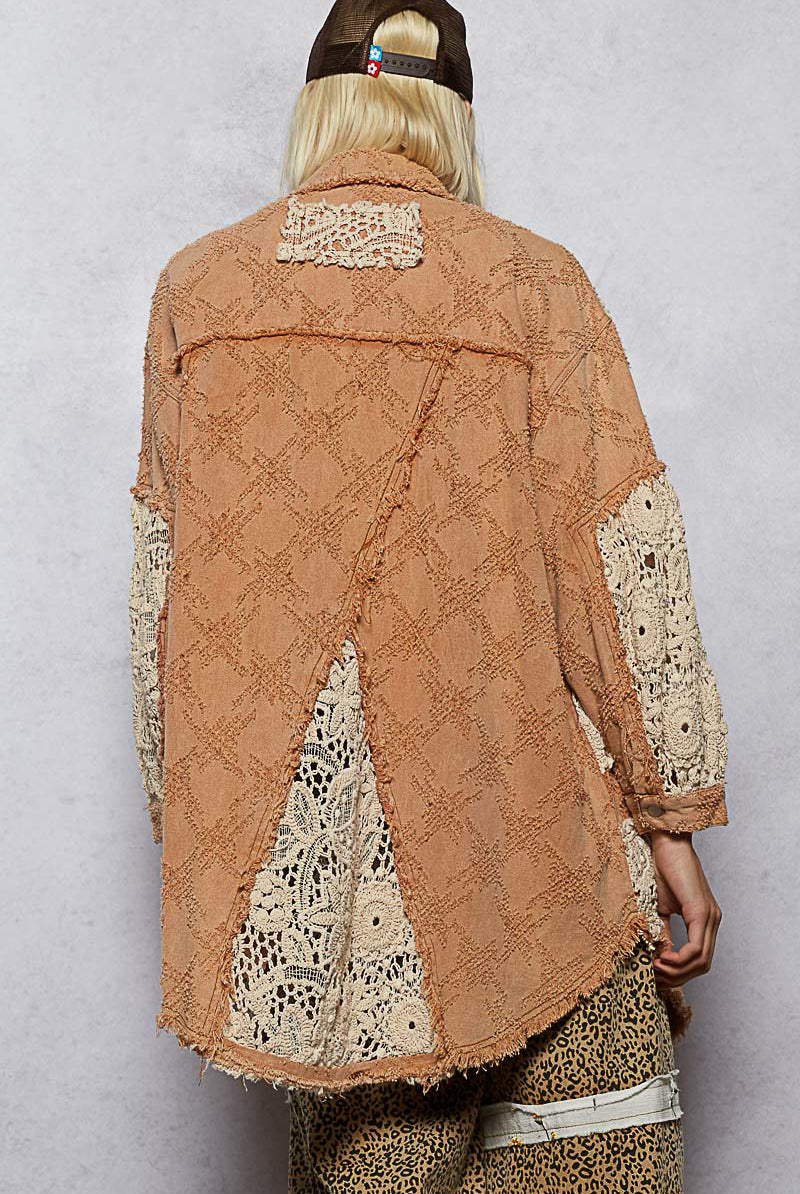 POL Clothing Textured Twill Shacket-Shacket-POL Clothing-Stuffology - Where Vintage Meets Modern, A Boutique for Real Women in Crosbyton, TX