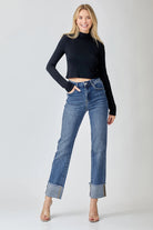 RISEN HIGH RISE STRAIGHT FIT CUFFED RELAXED JEANS-Jeans-Risen-Stuffology - Where Vintage Meets Modern, A Boutique for Real Women in Crosbyton, TX