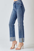RISEN HIGH RISE STRAIGHT FIT CUFFED RELAXED JEANS-Jeans-Risen-Stuffology - Where Vintage Meets Modern, A Boutique for Real Women in Crosbyton, TX