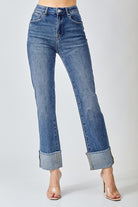 RISEN HIGH RISE STRAIGHT FIT CUFFED RELAXED JEANS-Jeans-Risen-Stuffology - Where Vintage Meets Modern, A Boutique for Real Women in Crosbyton, TX