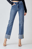 RISEN HIGH RISE STRAIGHT FIT CUFFED RELAXED JEANS-Jeans-Risen-Stuffology - Where Vintage Meets Modern, A Boutique for Real Women in Crosbyton, TX